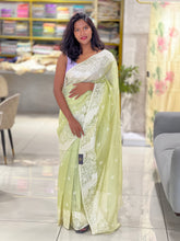 Point Embroidery Detailed Viscose Organza Saree | SUN513
