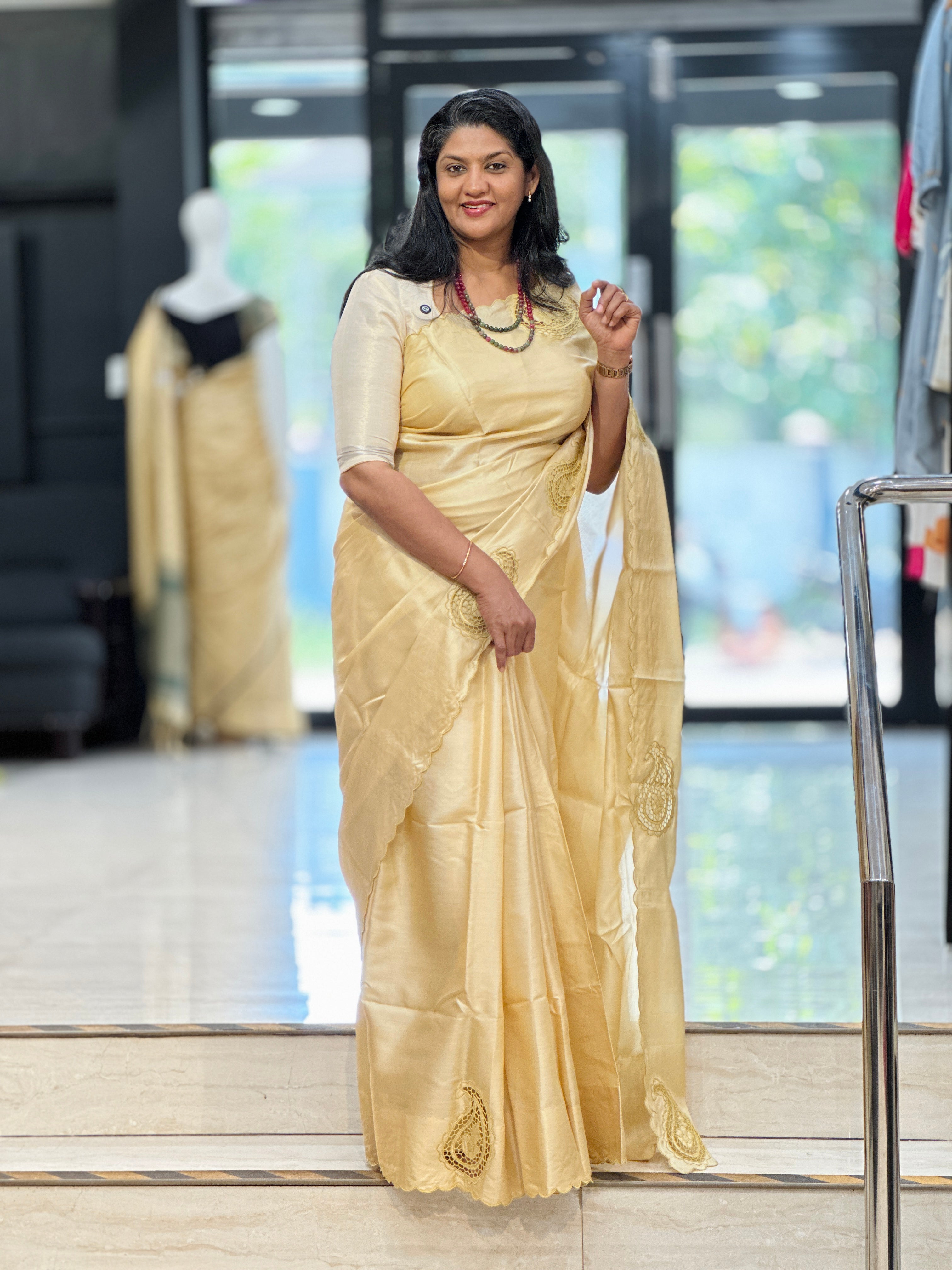 Paisley Pattern Desi Tussar Twine Cut Work Saree | TC500