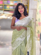 Point Embroidery Detailed Viscose Organza Saree | SUN513