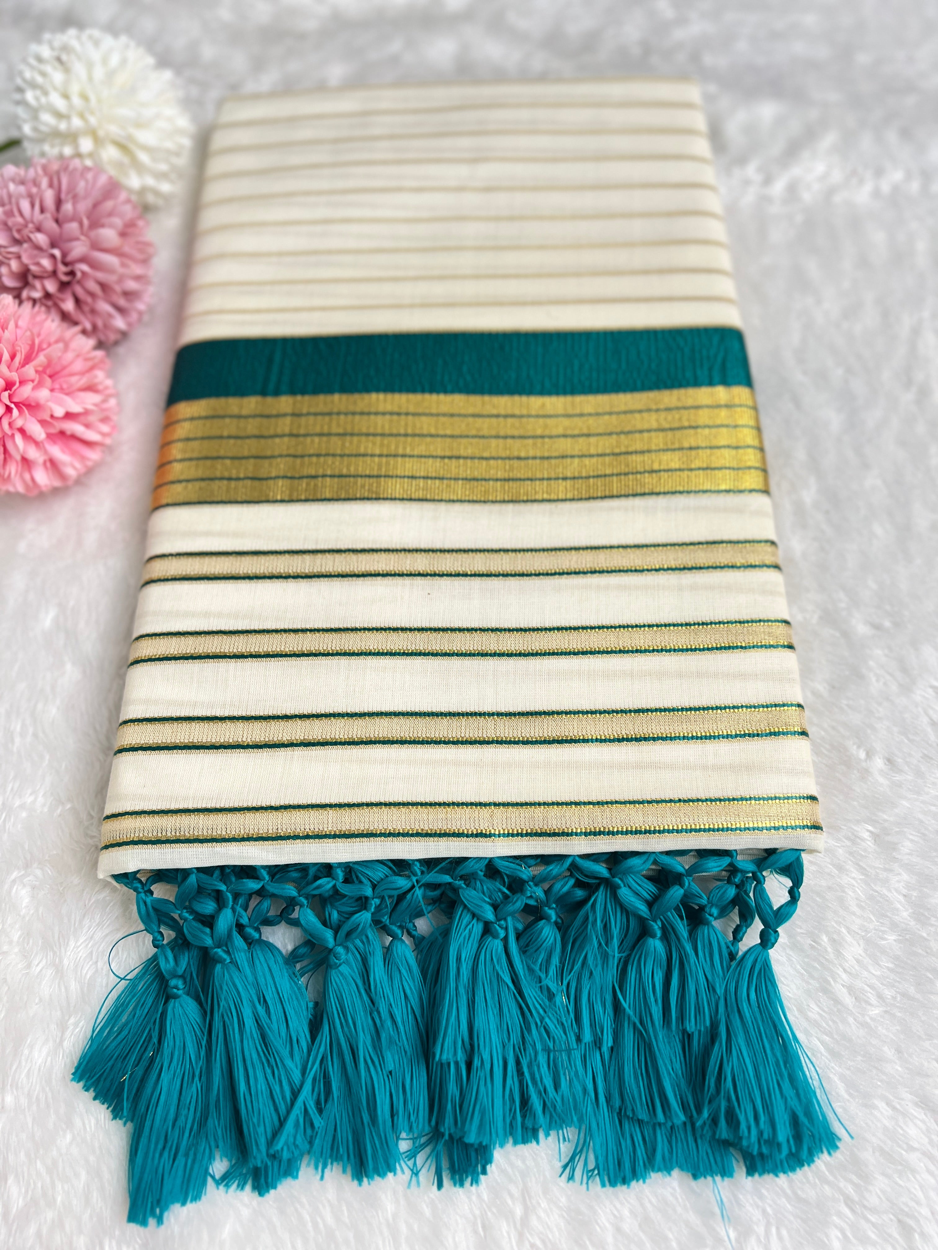 Double Border Pattern Kerala Cotton Set Mundu | GAT531