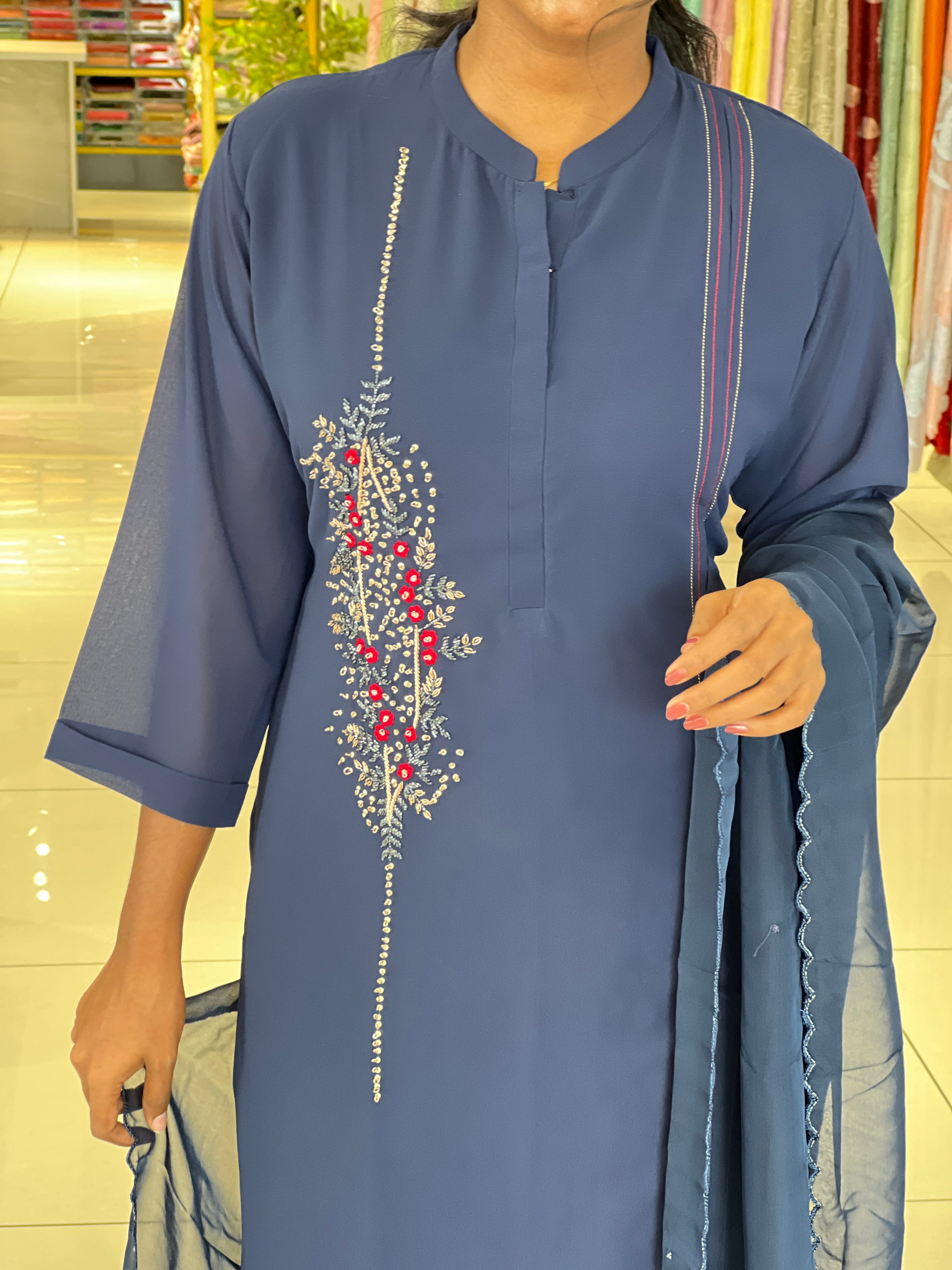 Embroidery Detailed Georgette Kurta Set | ELC107