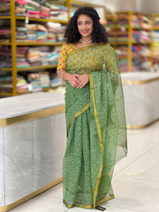 Block Printed Check Kota Saree | JKL292