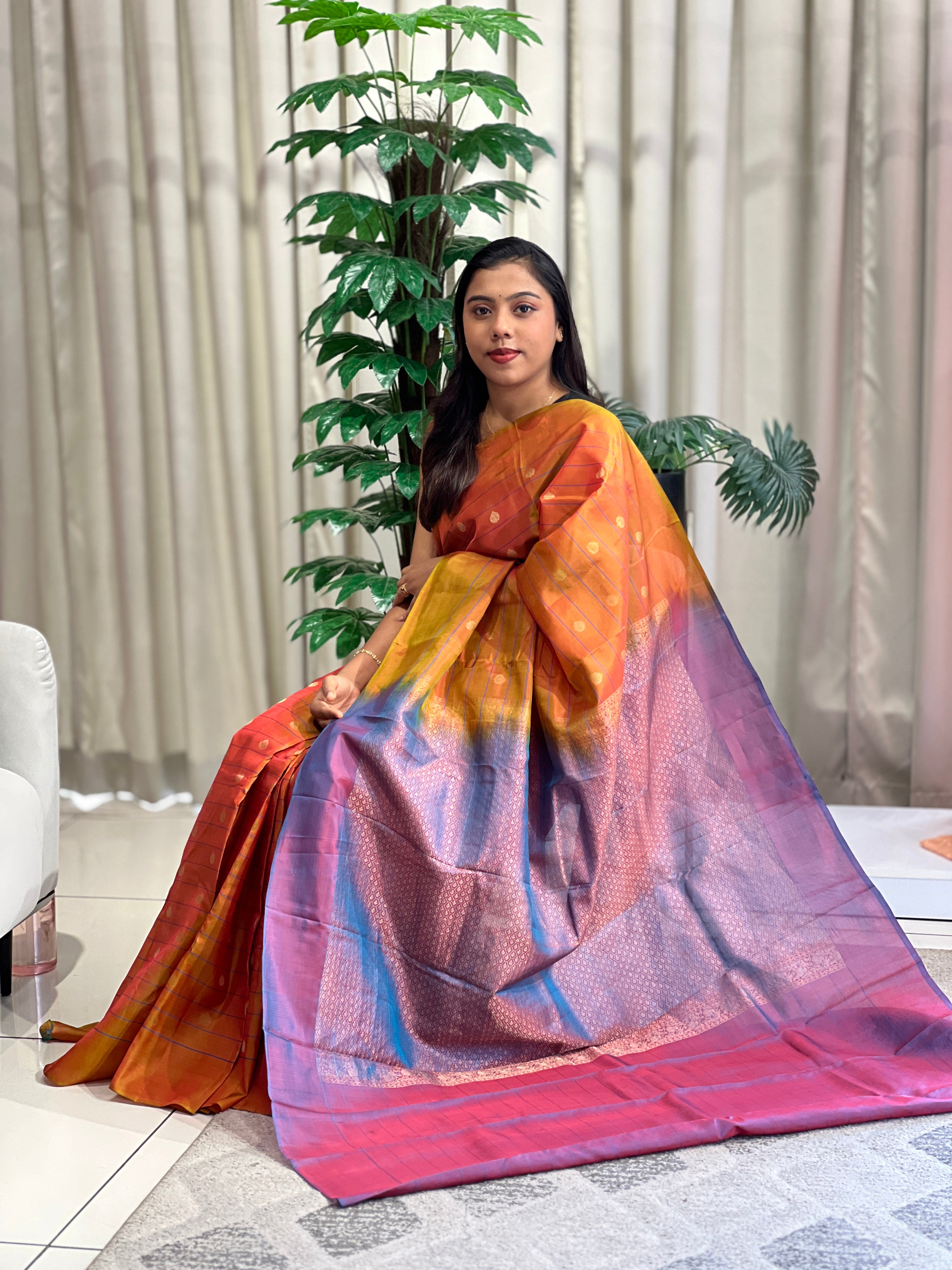 Golden Zari Buti Woven Soft Silk Saree | KTS206
