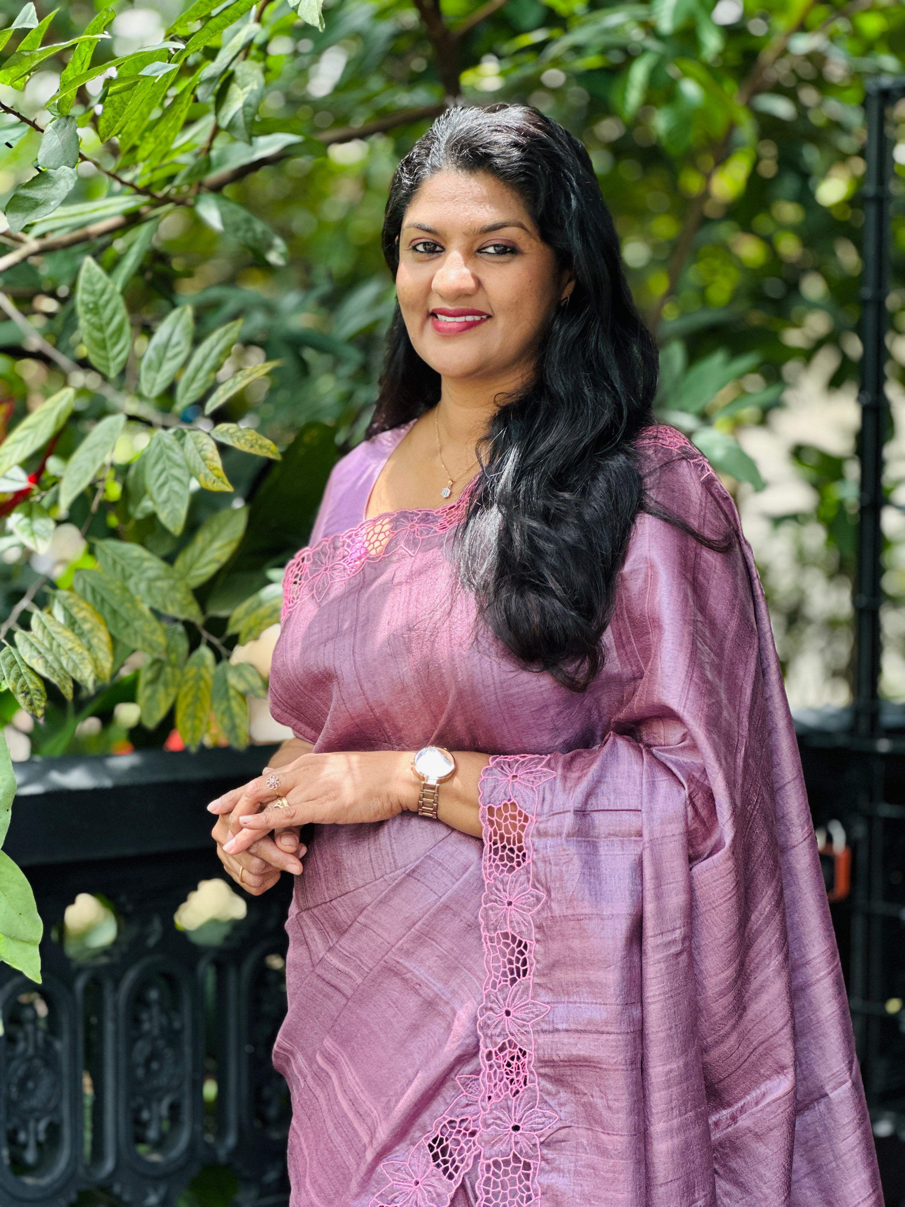 Twine Cut Work With Floral Embroidered Desi Tussar Saree | TC423