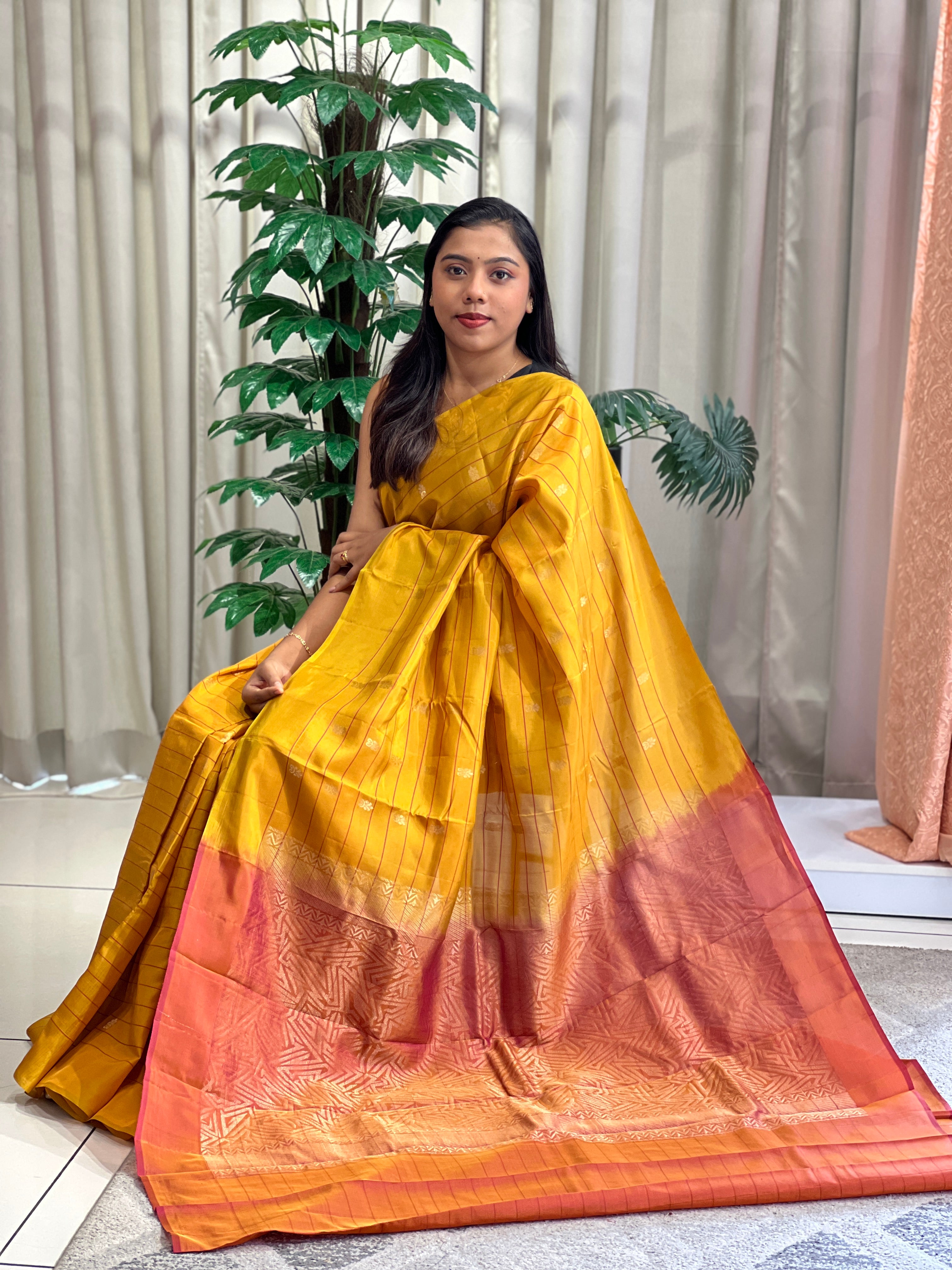 Golden Zari Buti Woven Soft Silk Saree | KTS205