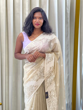 Point Embroidery Detailed Viscose Organza Saree | SUN511