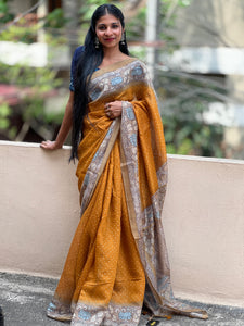 Tie & Dye Pattern Bhagalpuri Linen Saree | GMS110