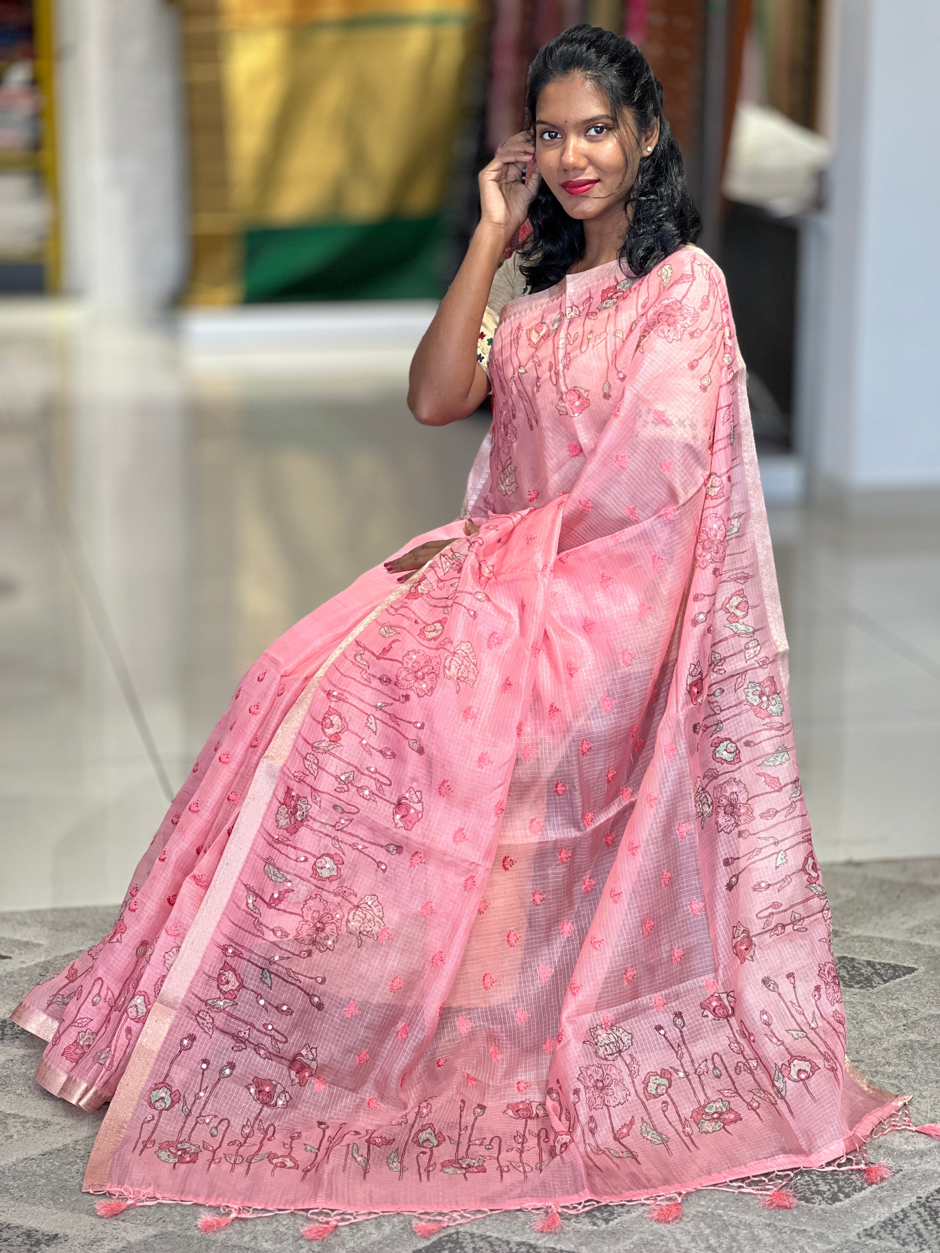 Floral Painted Silky Kota Saree | GMS266