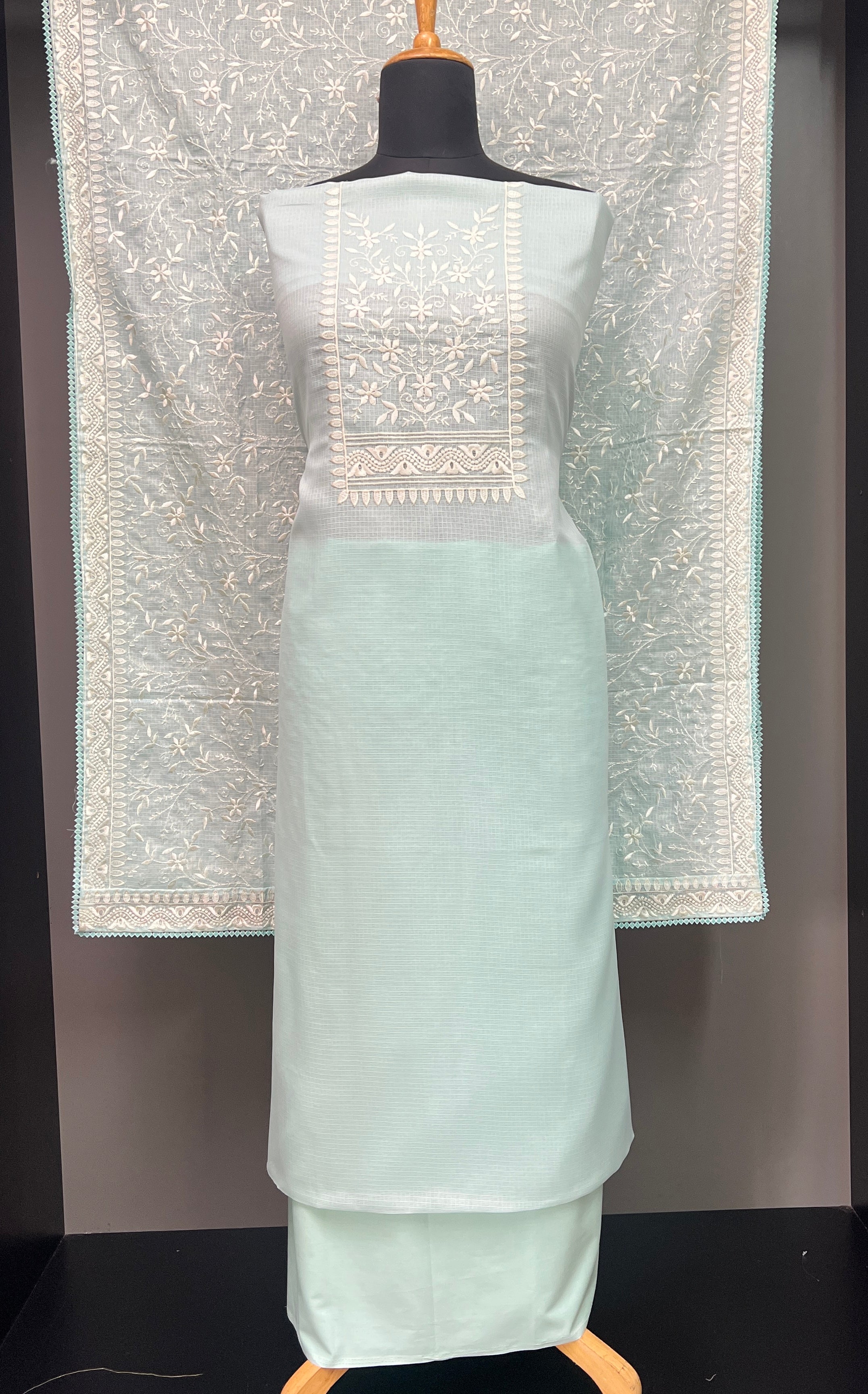 Yoke Embroidery Pattern Silky Kota Salwar Set | BLD937
