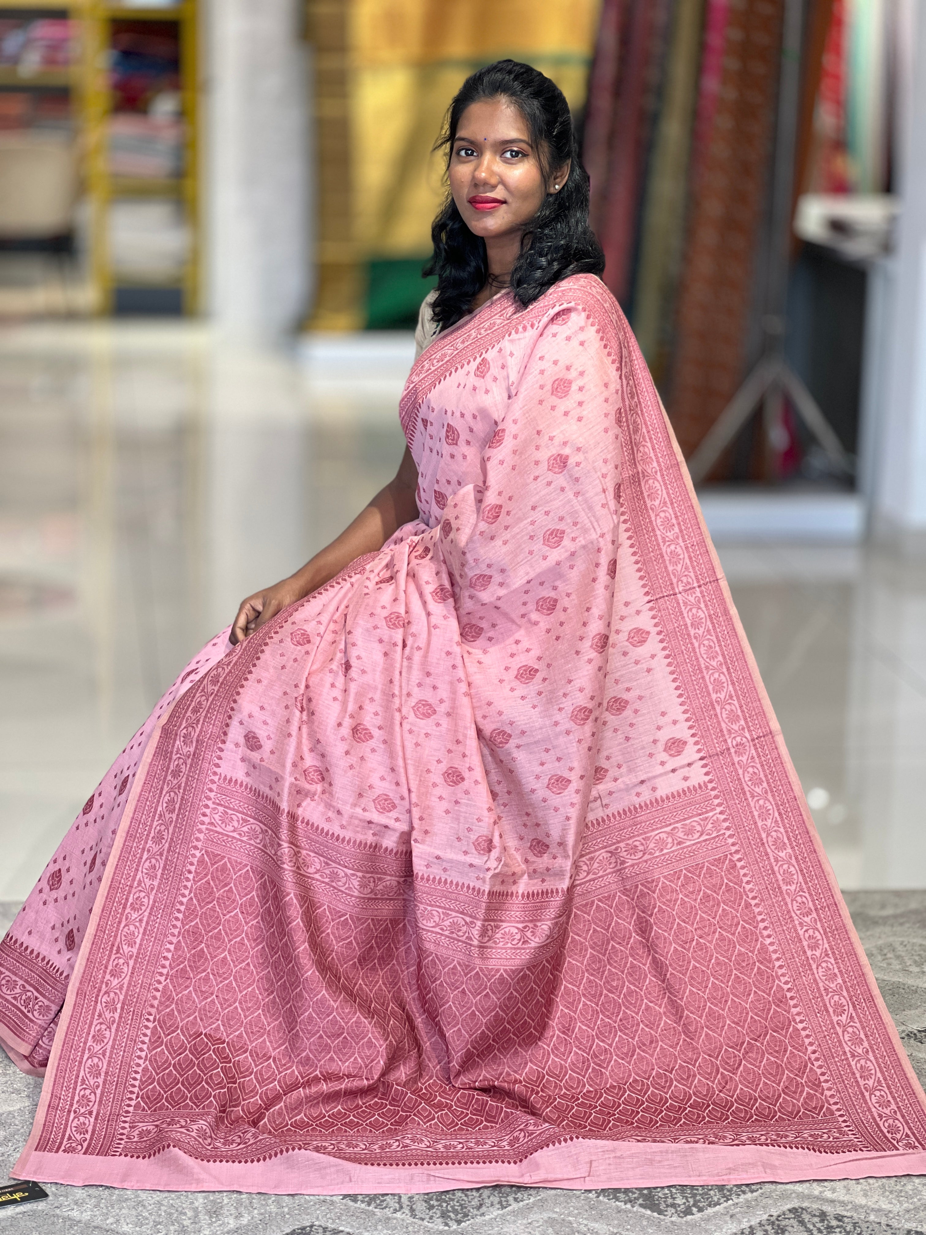 Jamdani Weaving Pattern Chanderi Finish Saree | GMS168