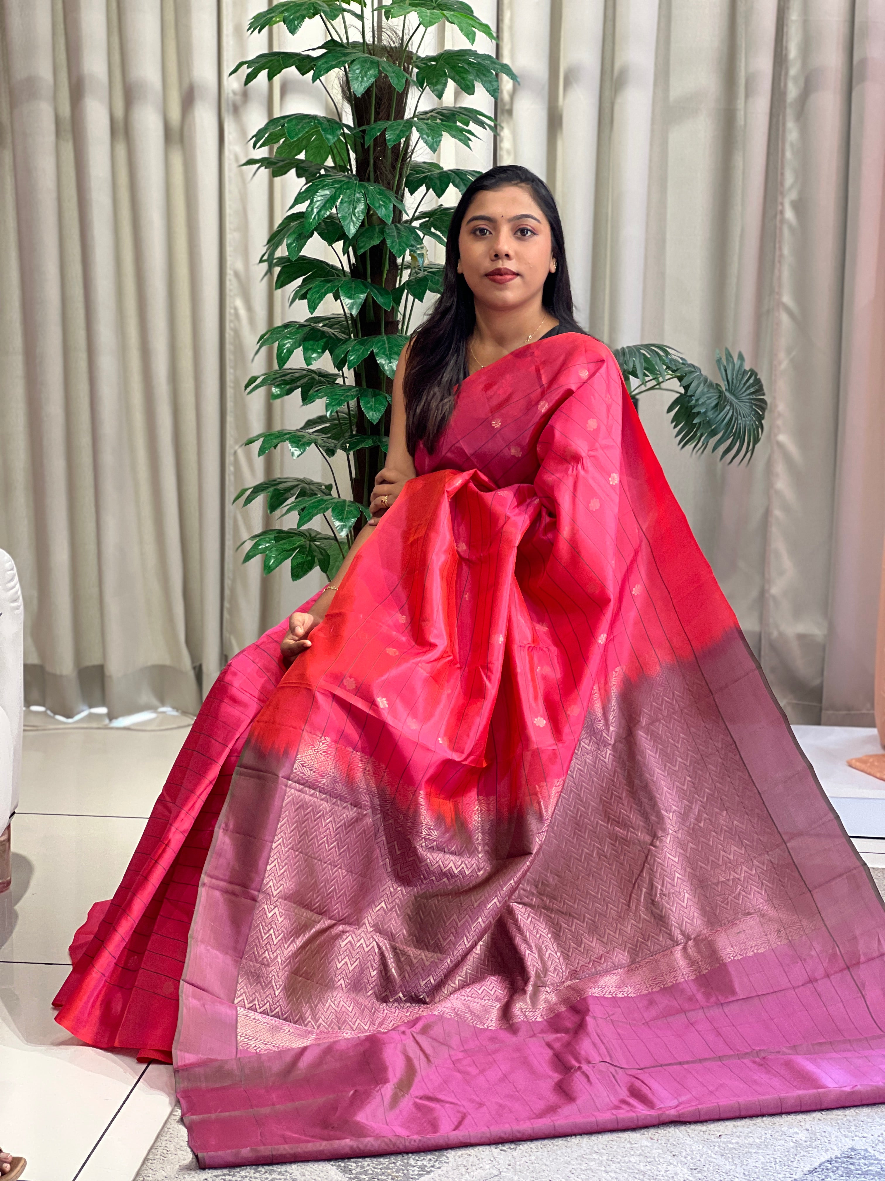 Golden Zari Buti Woven Soft Silk Saree |  KTS201