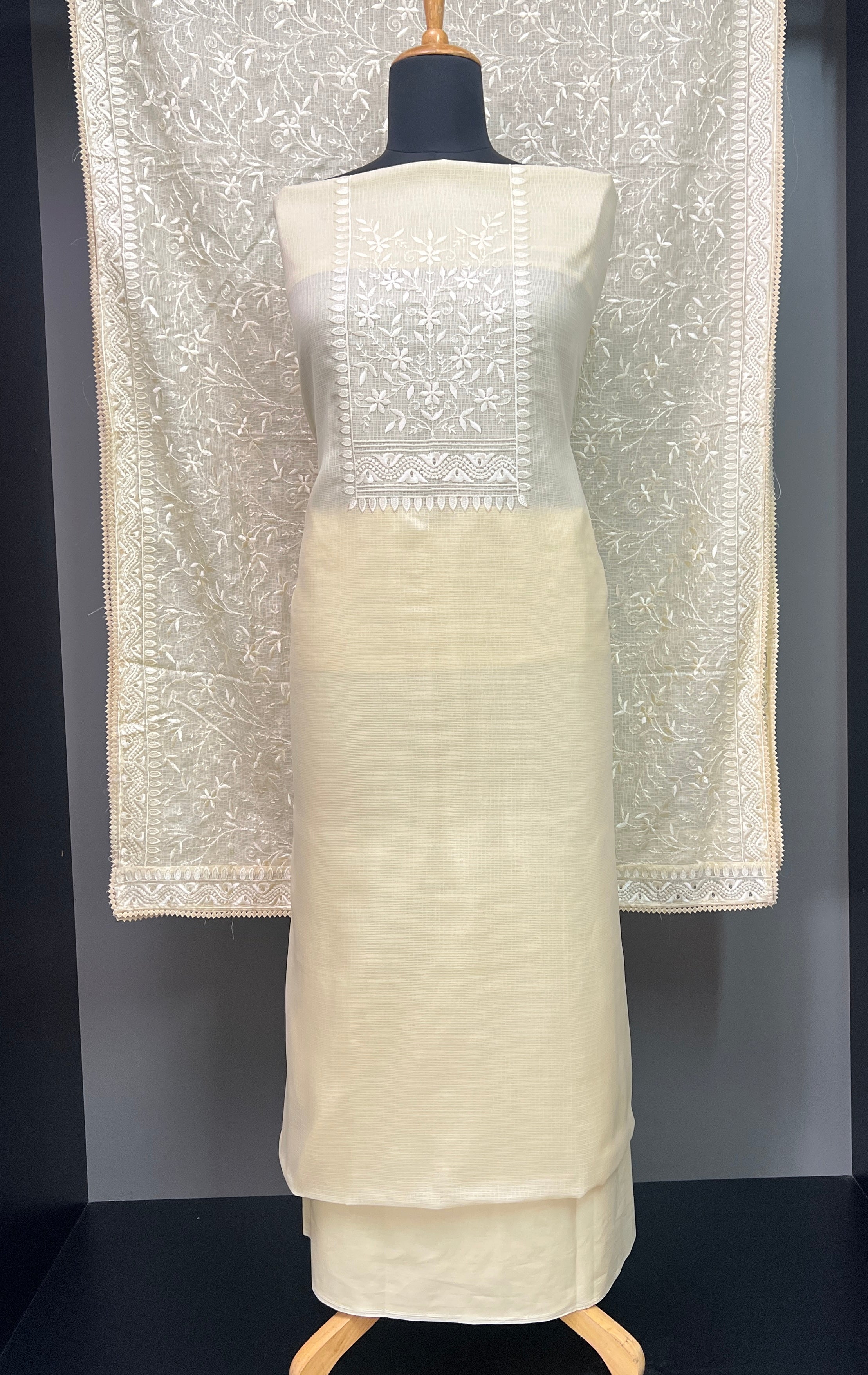 Yoke Embroidery Pattern Silky Kota Salwar Set | BLD936