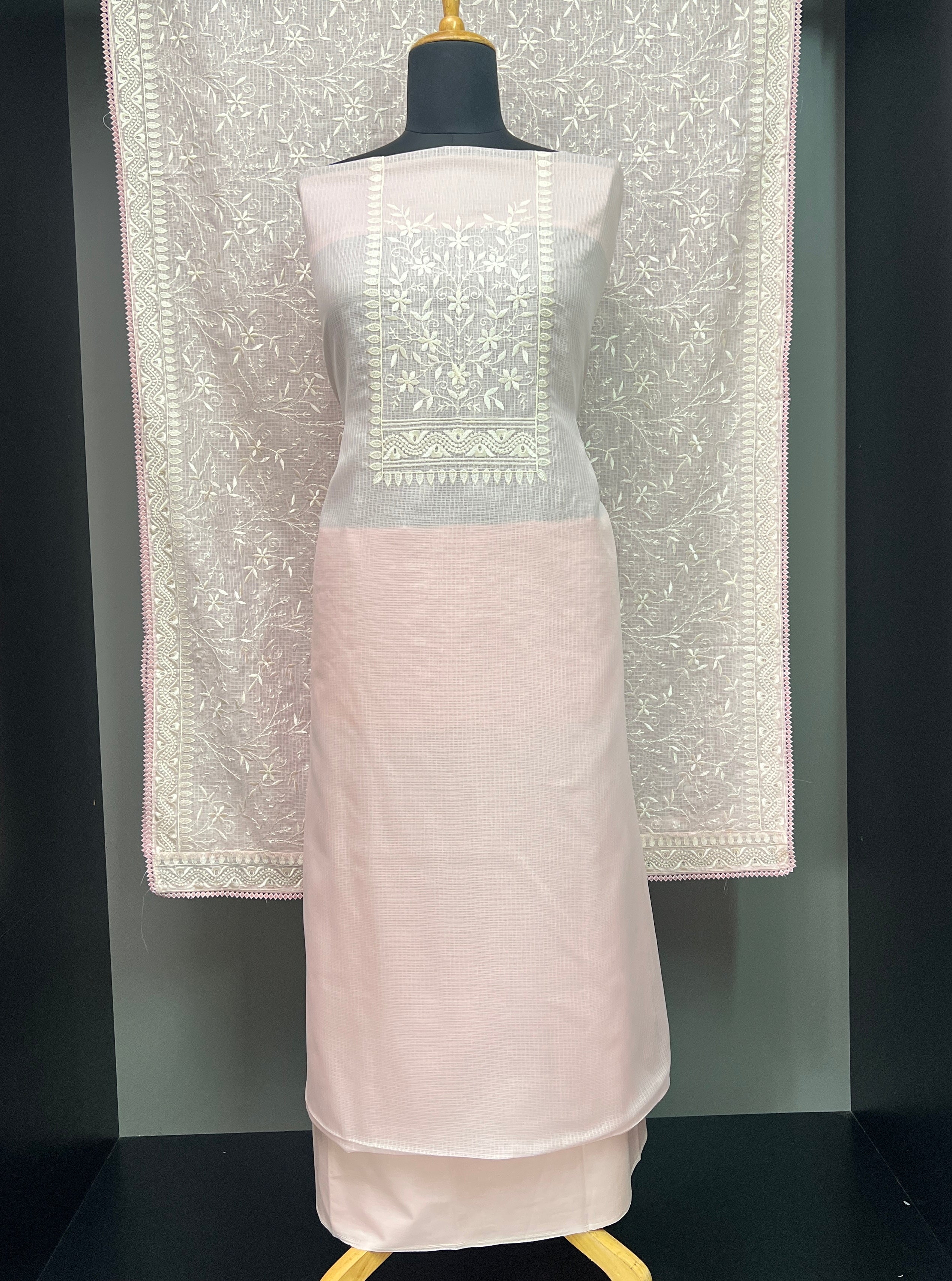 Yoke Embroidery Pattern Silky Kota Salwar Set | BLD939