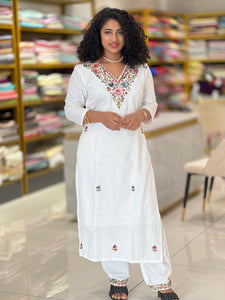 Floral Embroidery Chanderi Finish Kurta Set | OS367