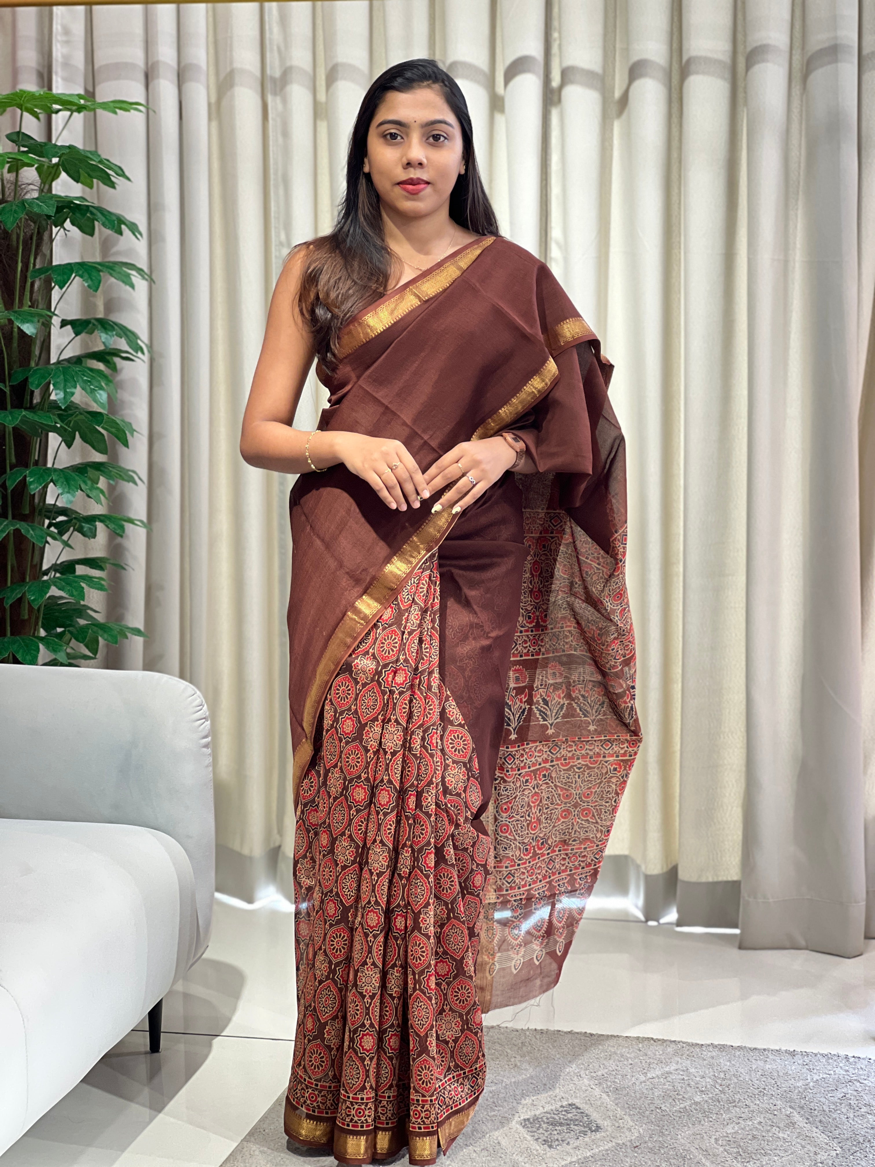 Mangalgiri Border Detailed Chanderi Saree | VFC596