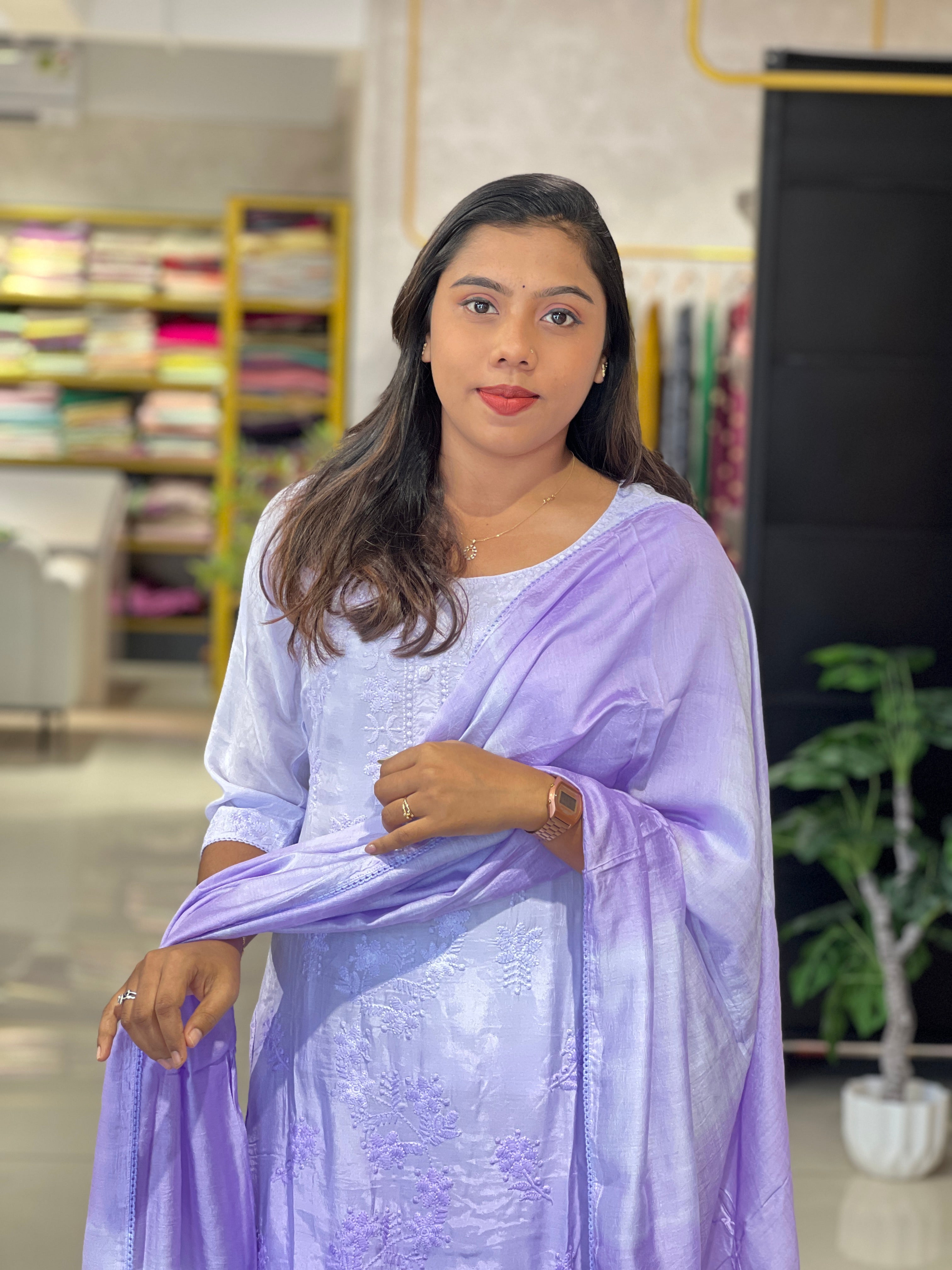 Chikankari Embroidered Mul Chanderi Kurta Sets | PGI121