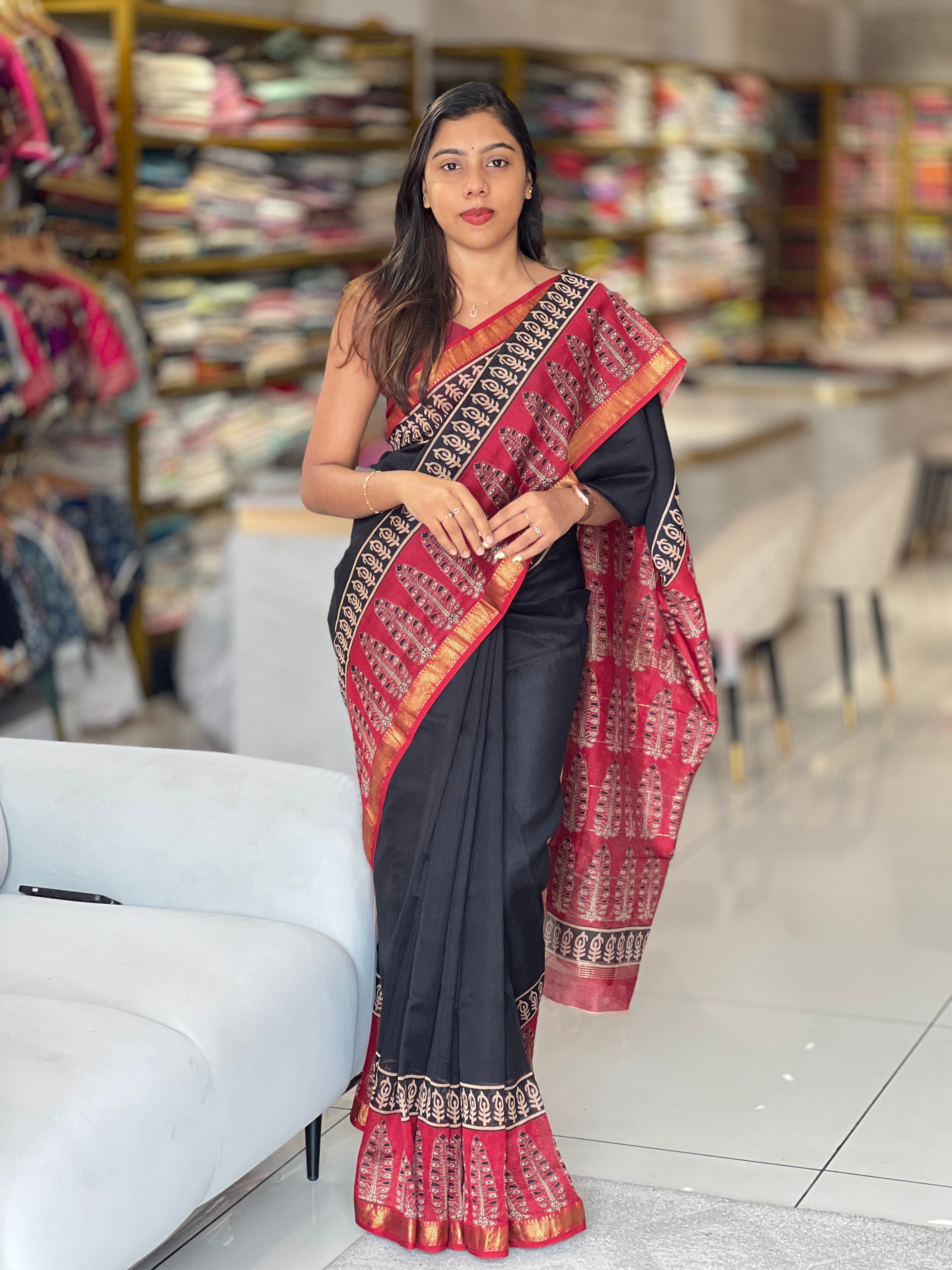 Mangalgiri Border Detailed Chanderi Saree | VFC594