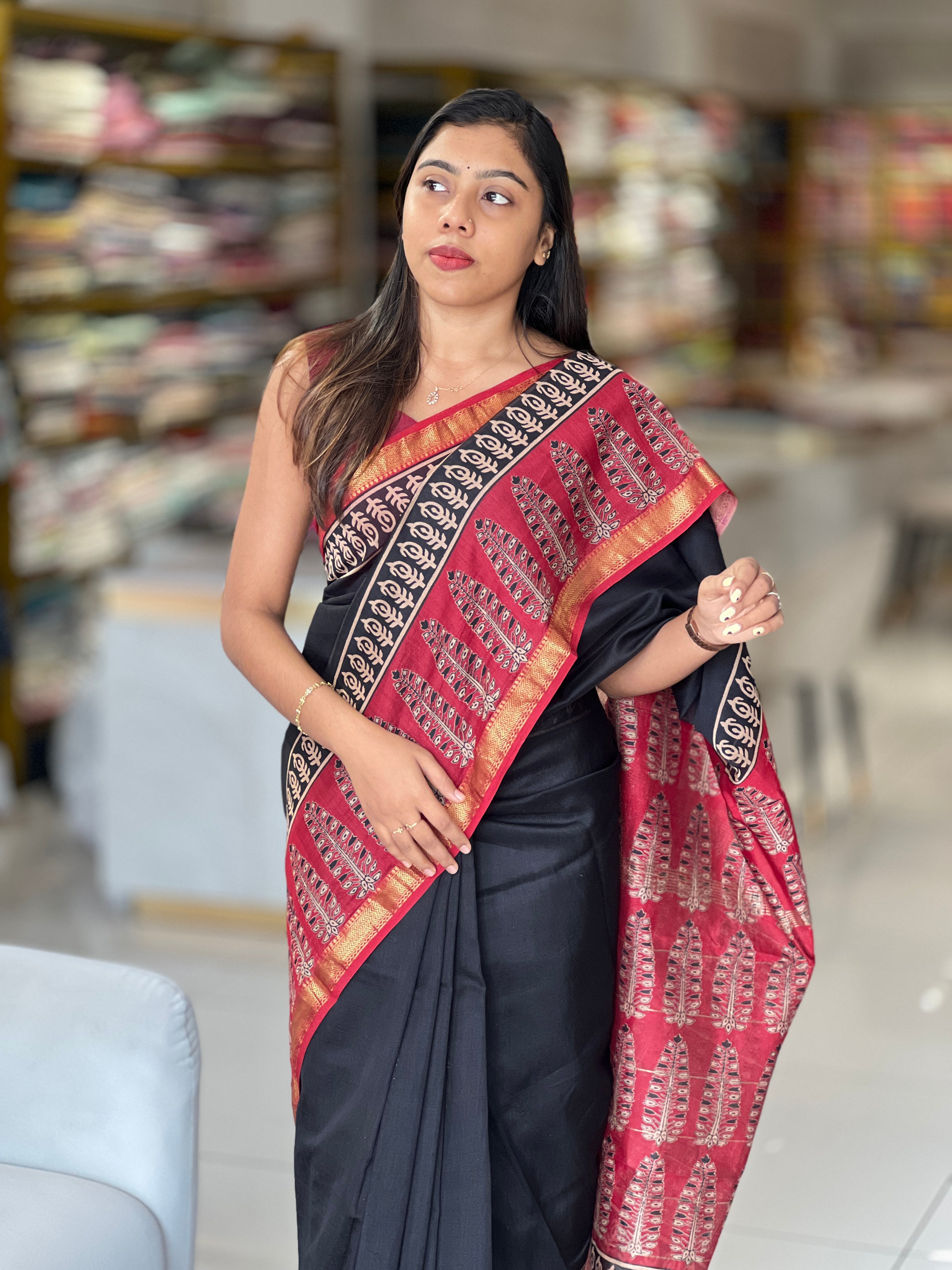 Mangalgiri Border Detailed Chanderi Saree | VFC594