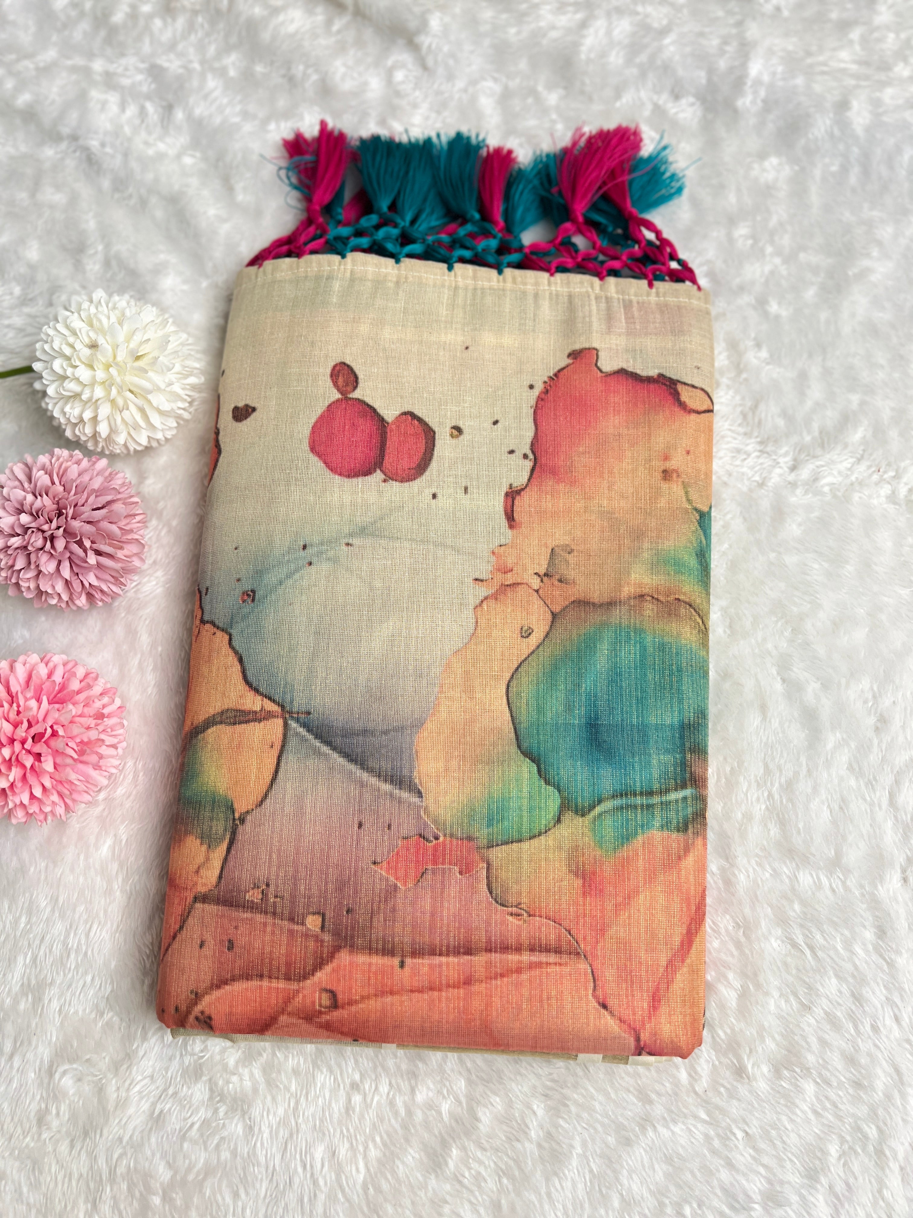 Digital Printed Pattern Tissue Saree | GAT496