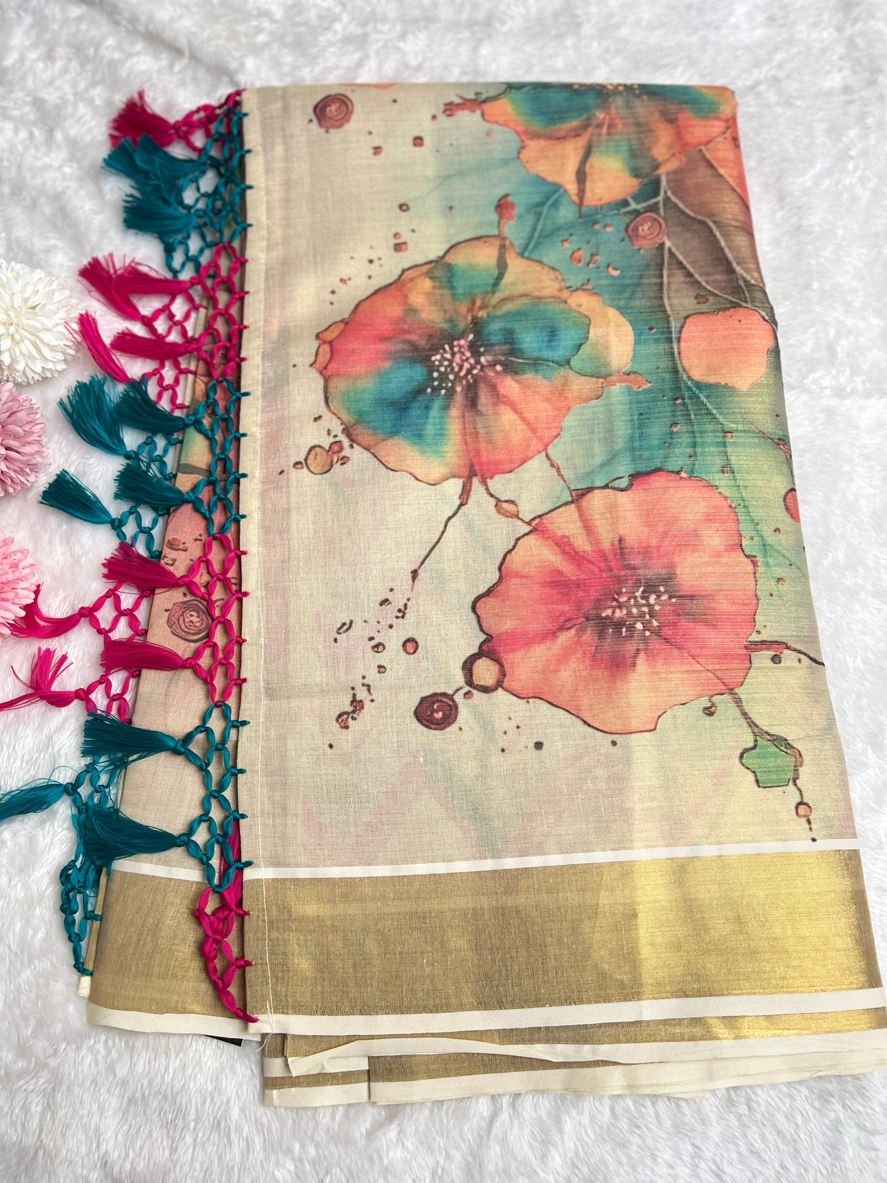 Digital Printed Pattern Tissue Saree | GAT496