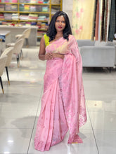 Machine Embroidery Detailed Viscose Organza Saree | SUN495