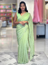 Hand Work Crushed Organza Saree | SBP857