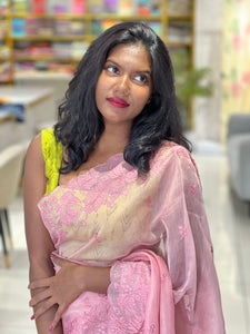 Machine Embroidery Detailed Viscose Organza Saree | SUN495