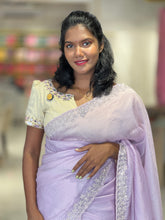Hand Embroidery Crushed Shimmer Organza Saree | SBP834