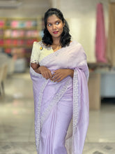 Hand Embroidery Crushed Shimmer Organza Saree | SBP834