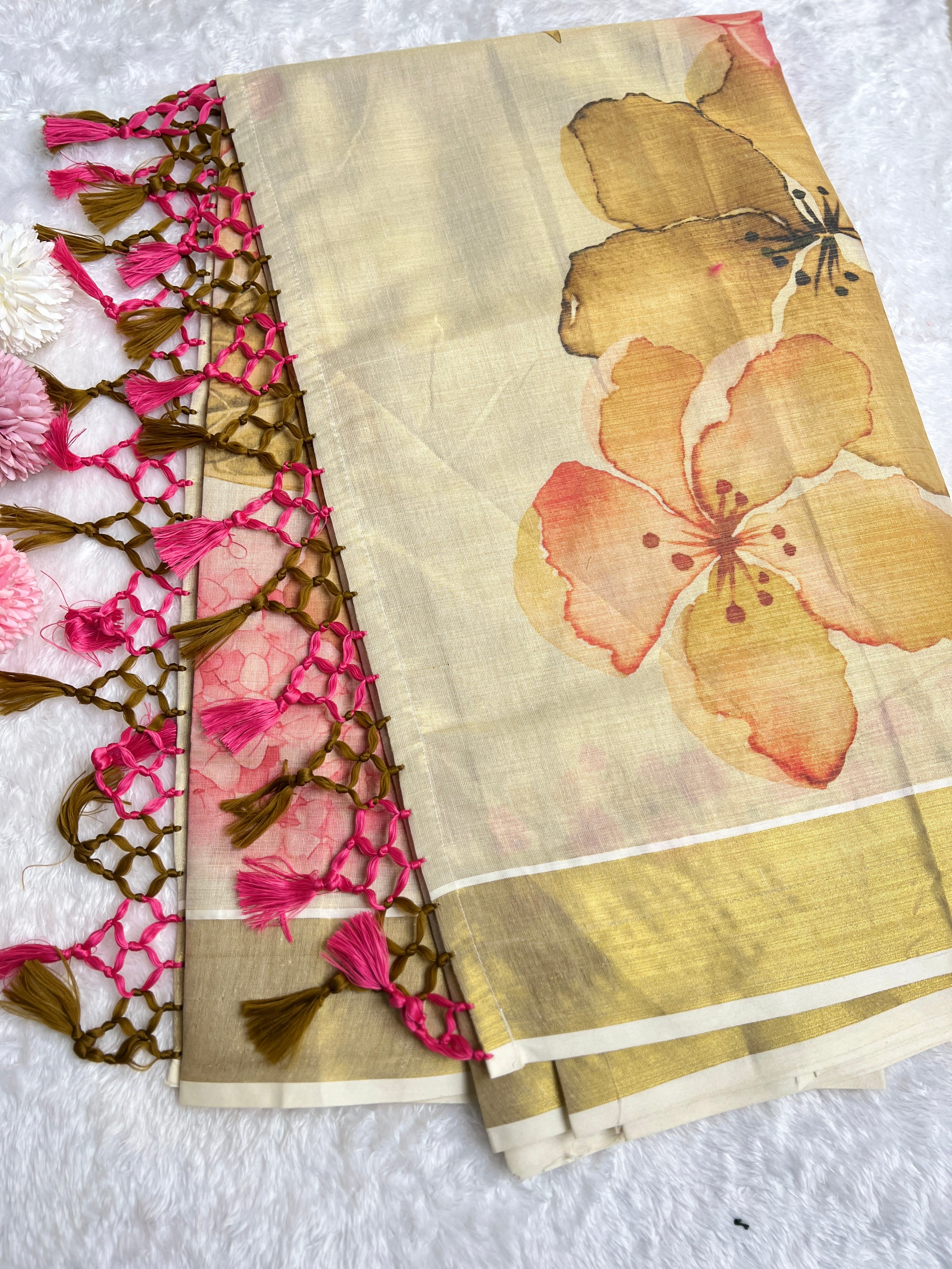 Digital Printed Pattern Tissue Saree | GAT497