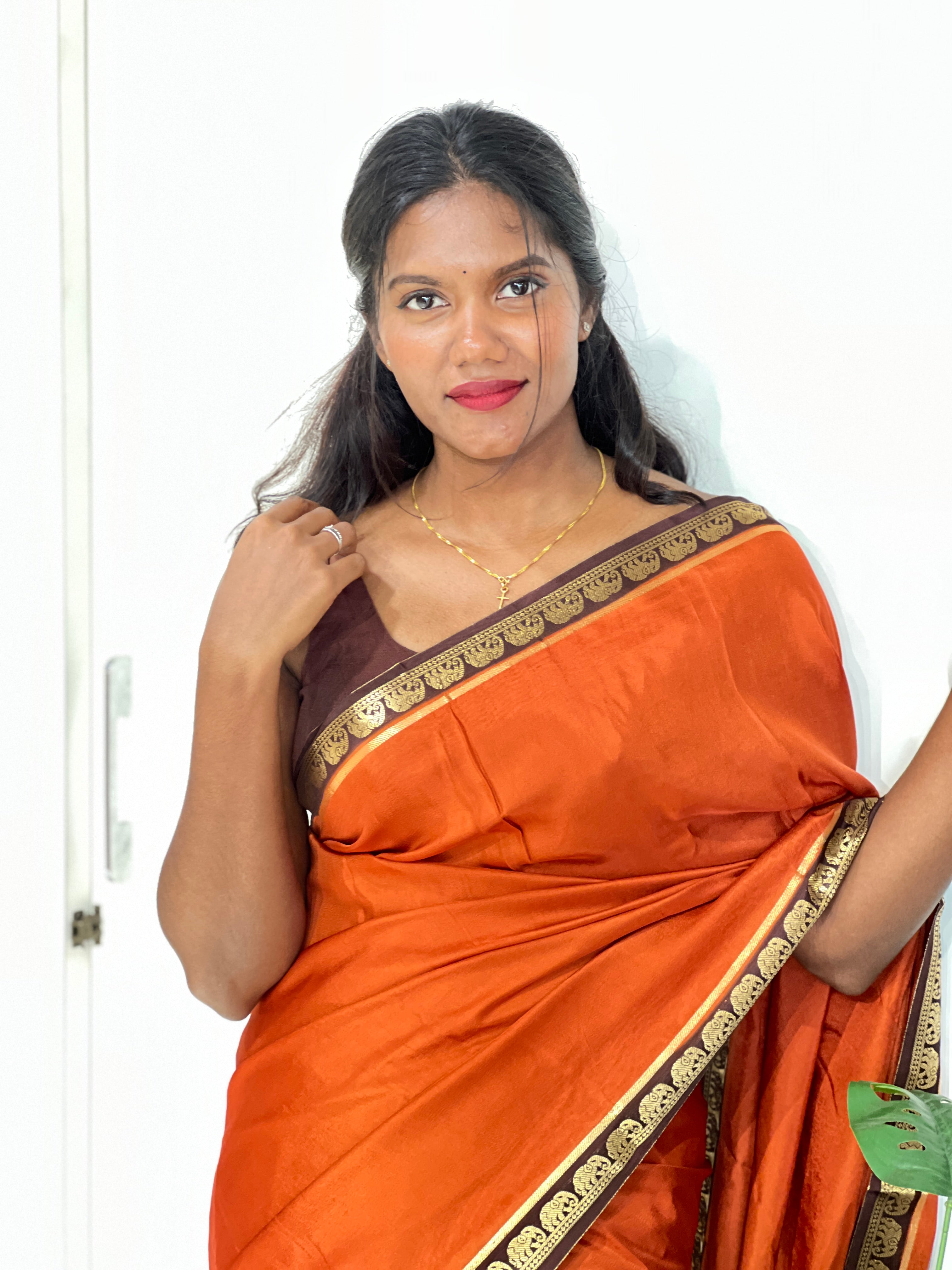 Elephant Motifs Pattern Crepe  Silk Saree | GOT101