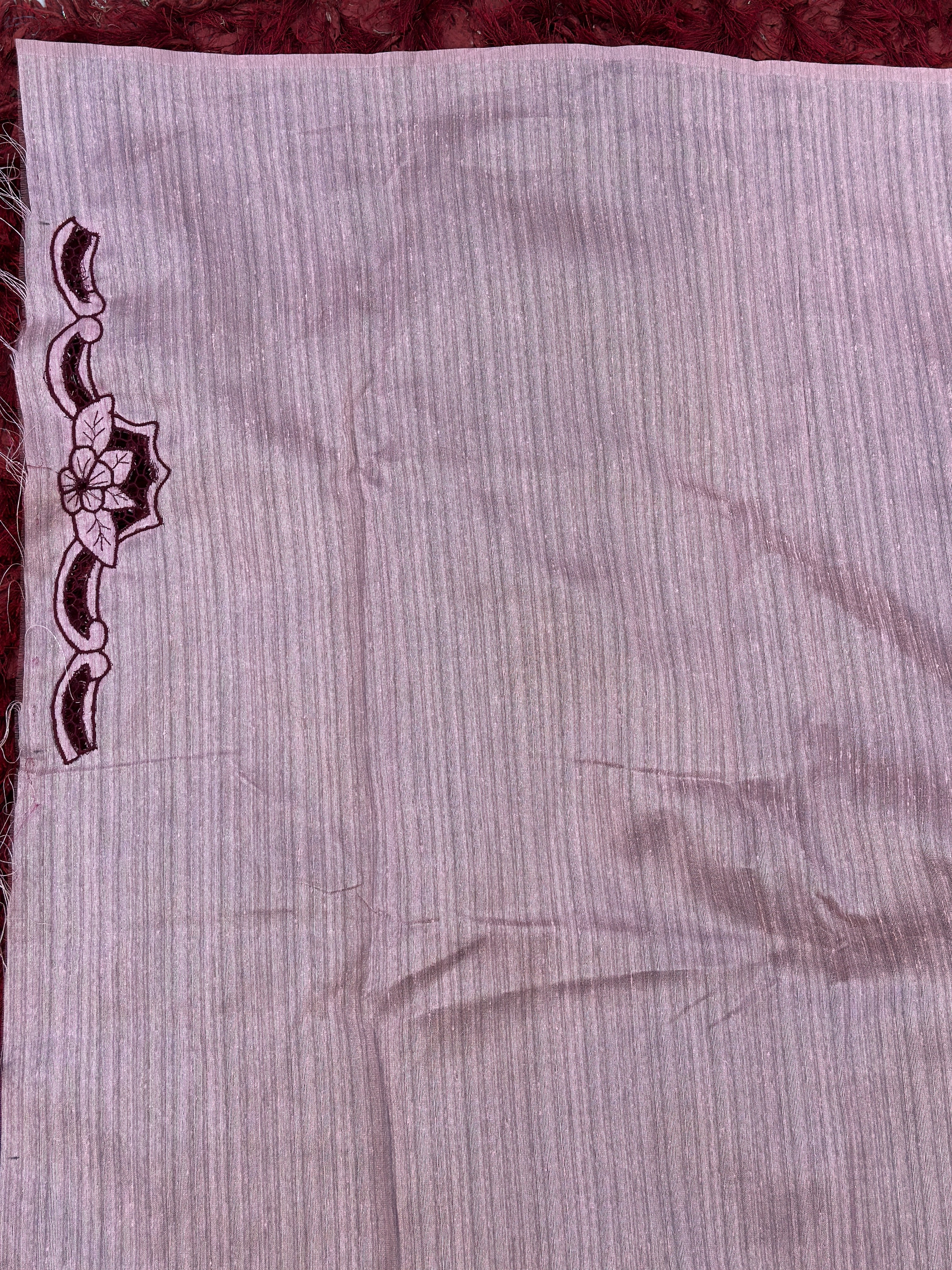 Floral Embroidered Twine Cut Work Green Silk Saree | TC499