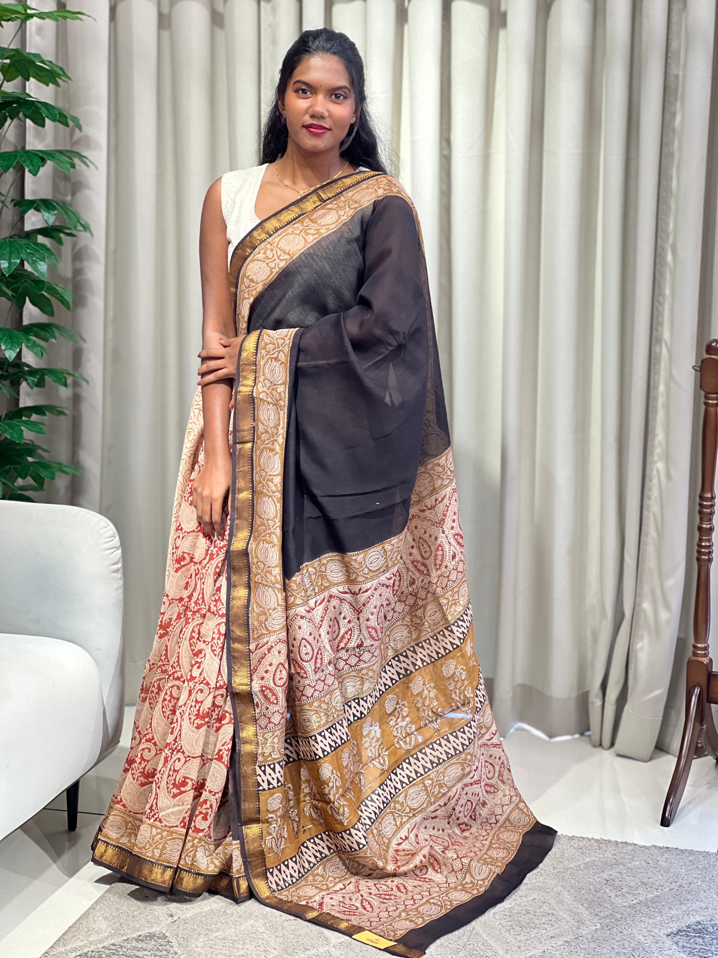 Mangalgiri Border Detailed Chanderi Saree | VFC592
