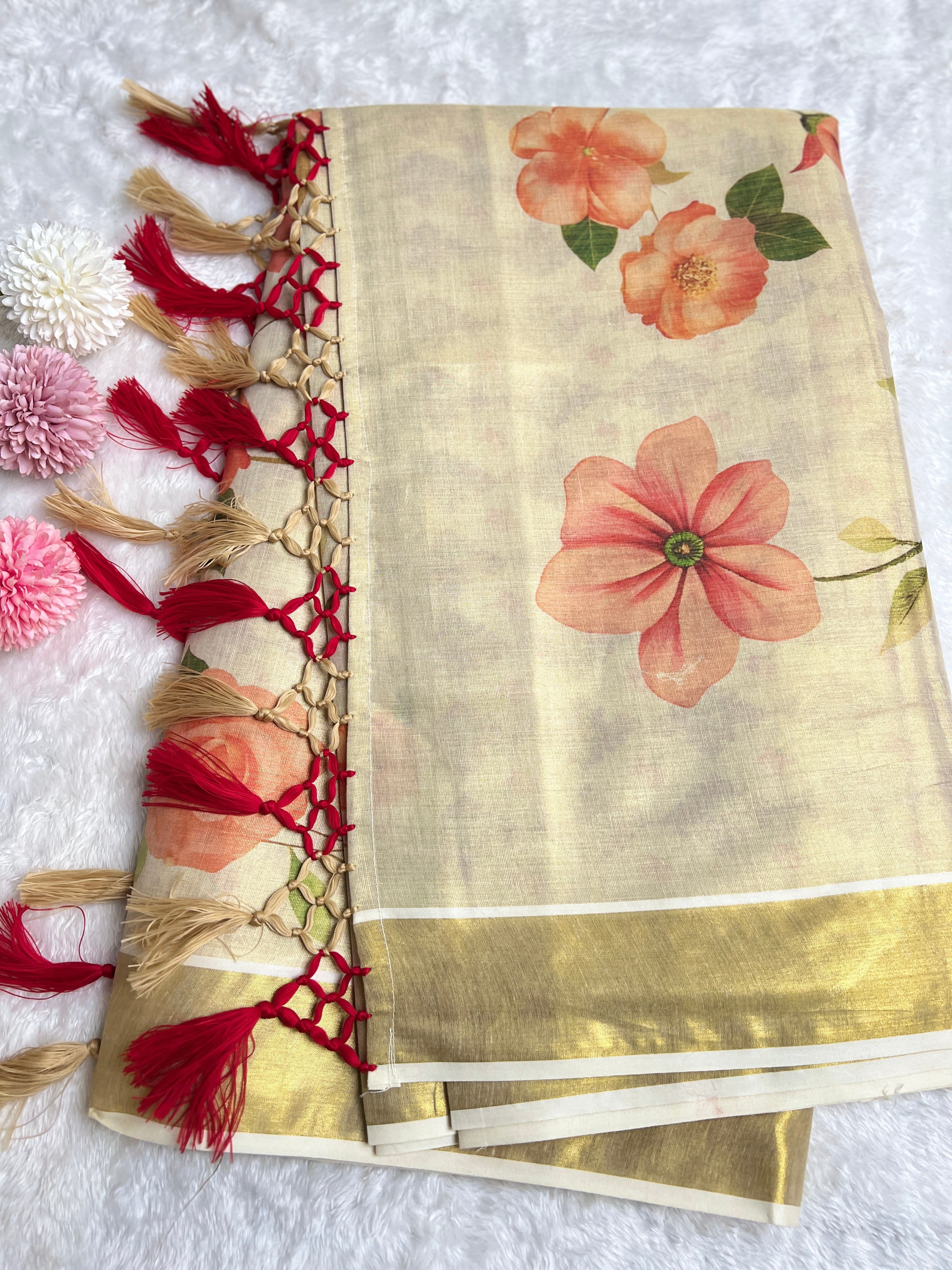 Digital Printed Pattern Tissue Saree | GAT498