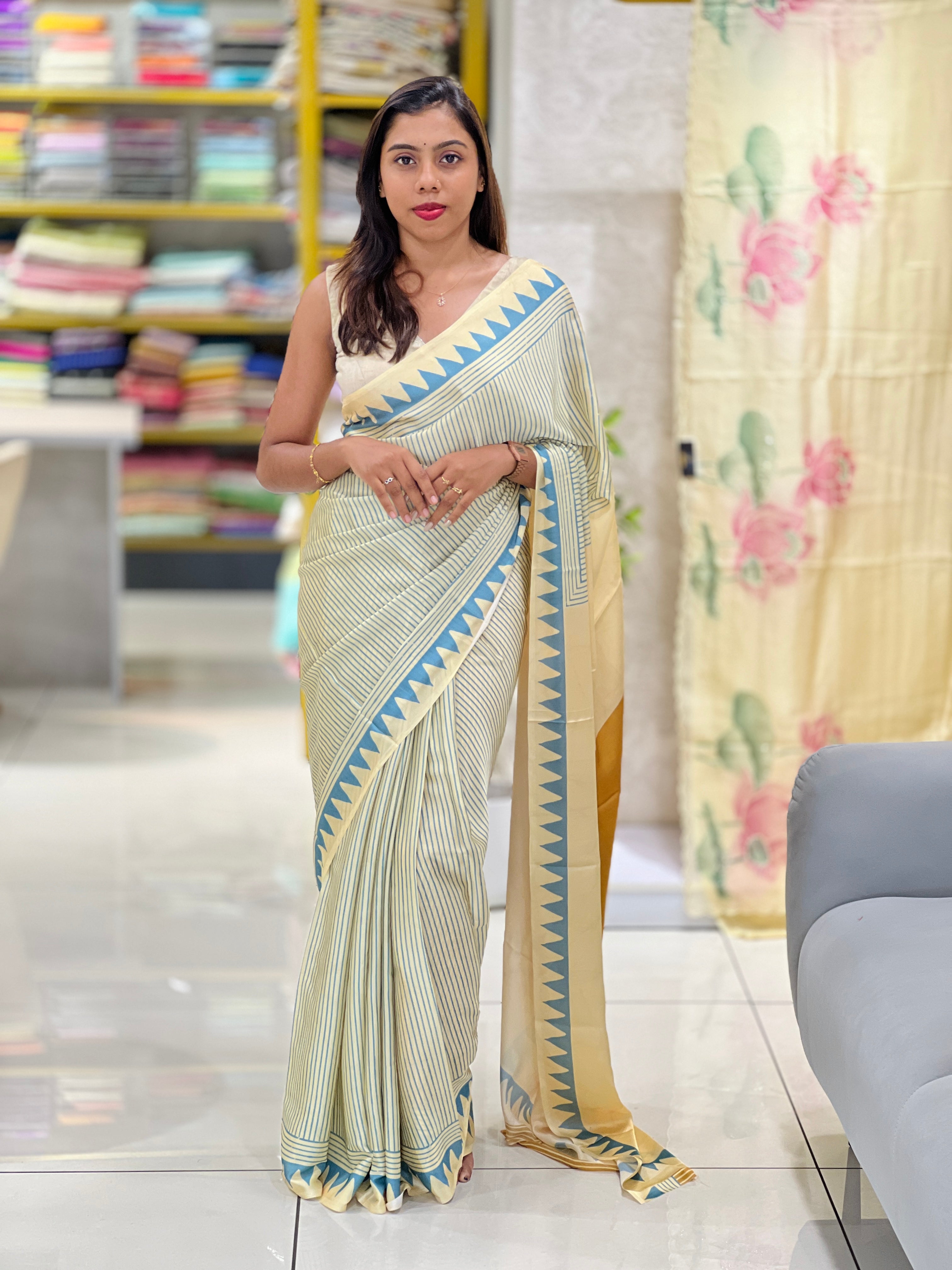 Digital Printed Crepe Silk Saree | SSN322