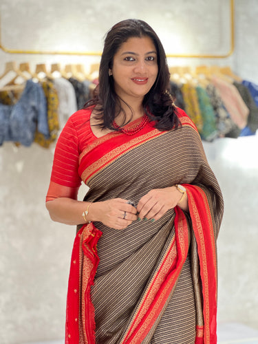 Banarasi Weaved Warm Silk Saree | AGS105