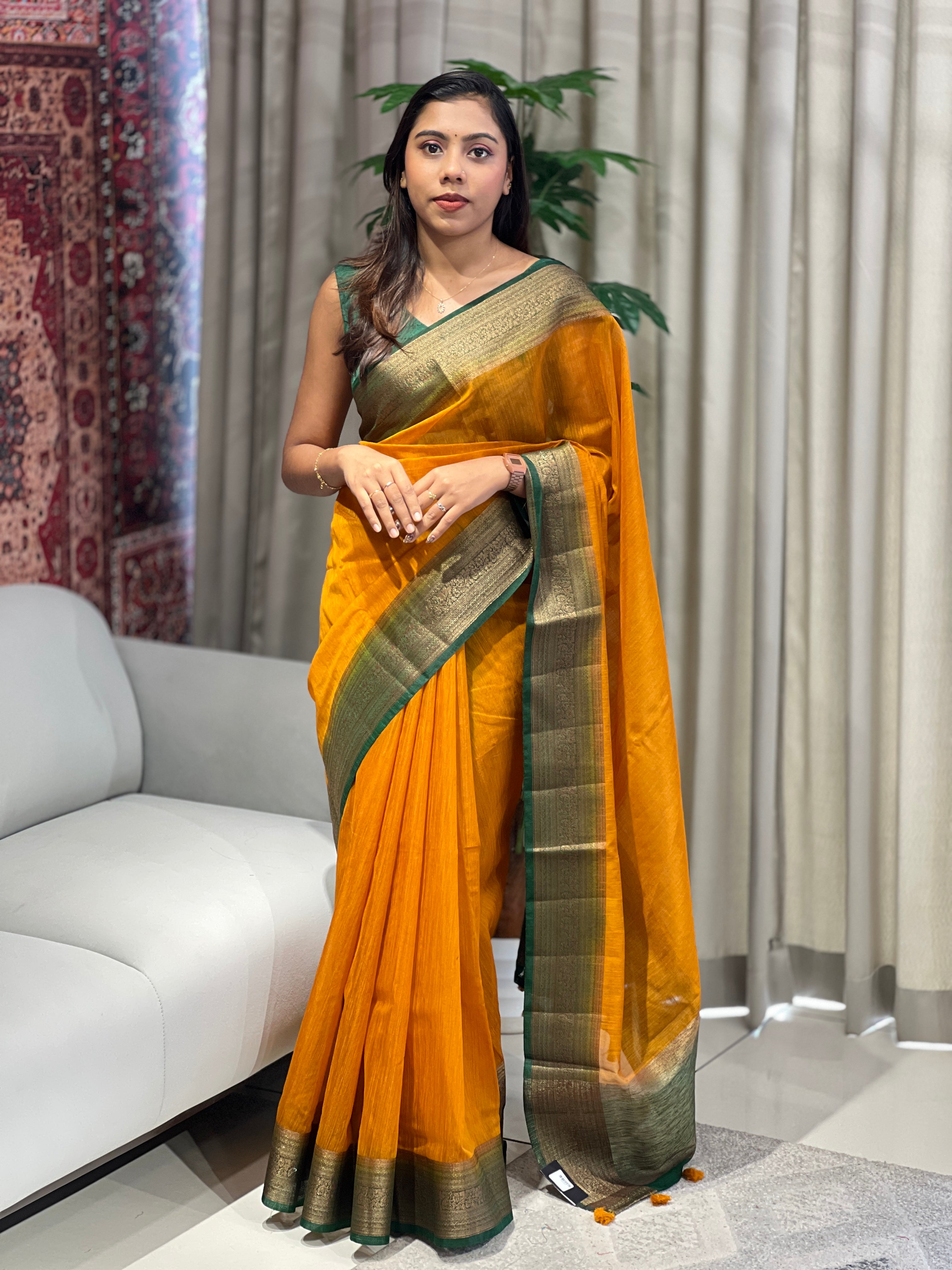 Zari & Thread Woven Cotton Silk Saree | YNG1073
