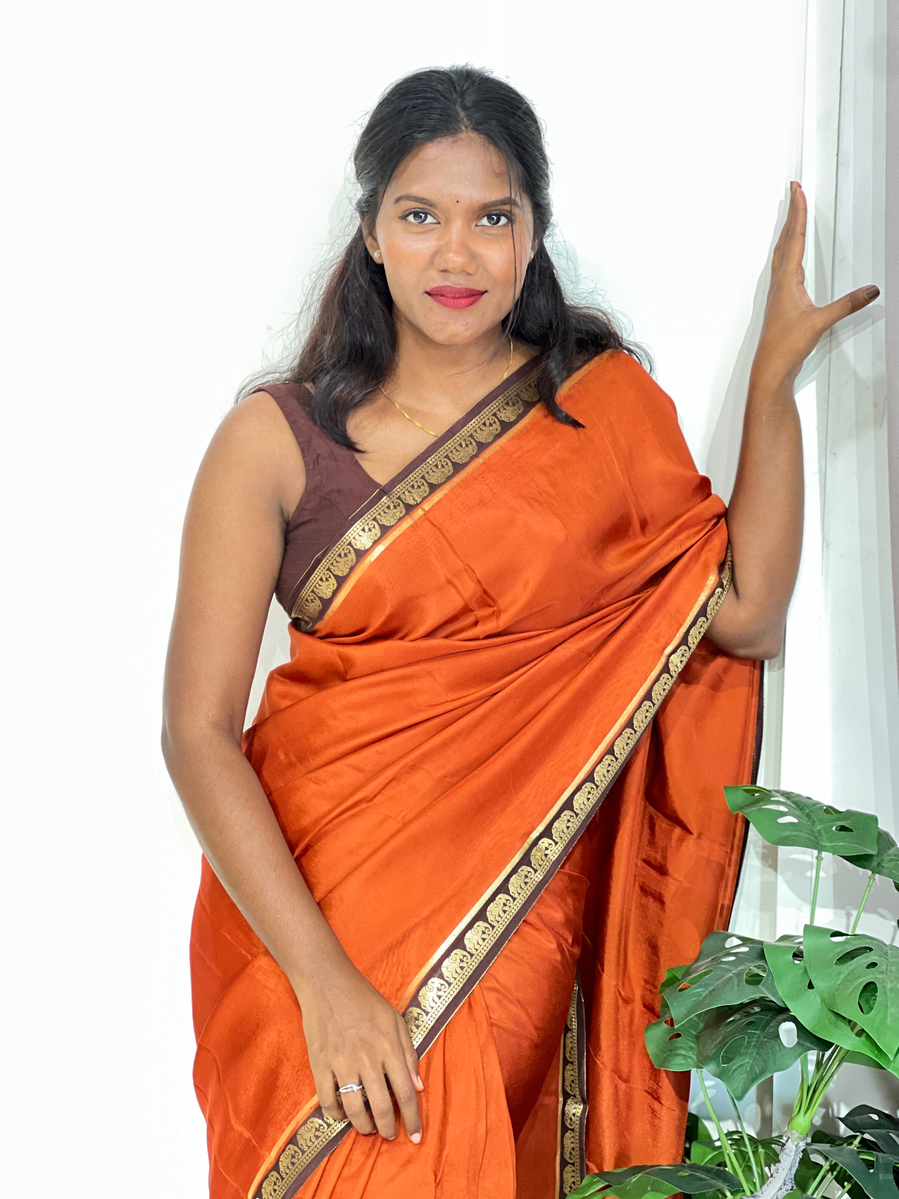 Elephant Motifs Pattern Crepe  Silk Saree | GOT101