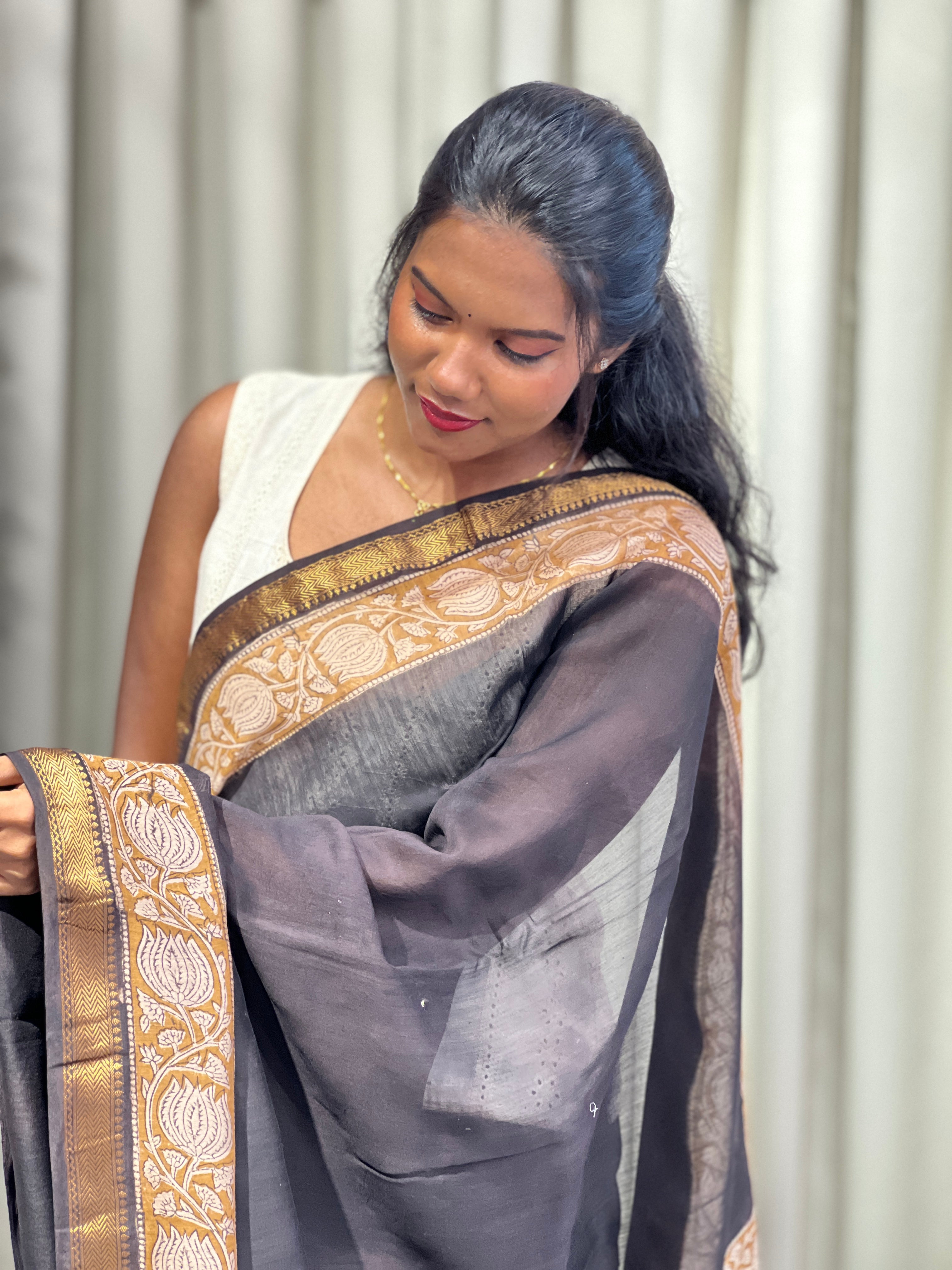 Mangalgiri Border Detailed Chanderi Saree | VFC592