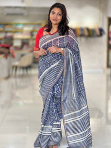 Block Printed Chanderi Saree | JKL332