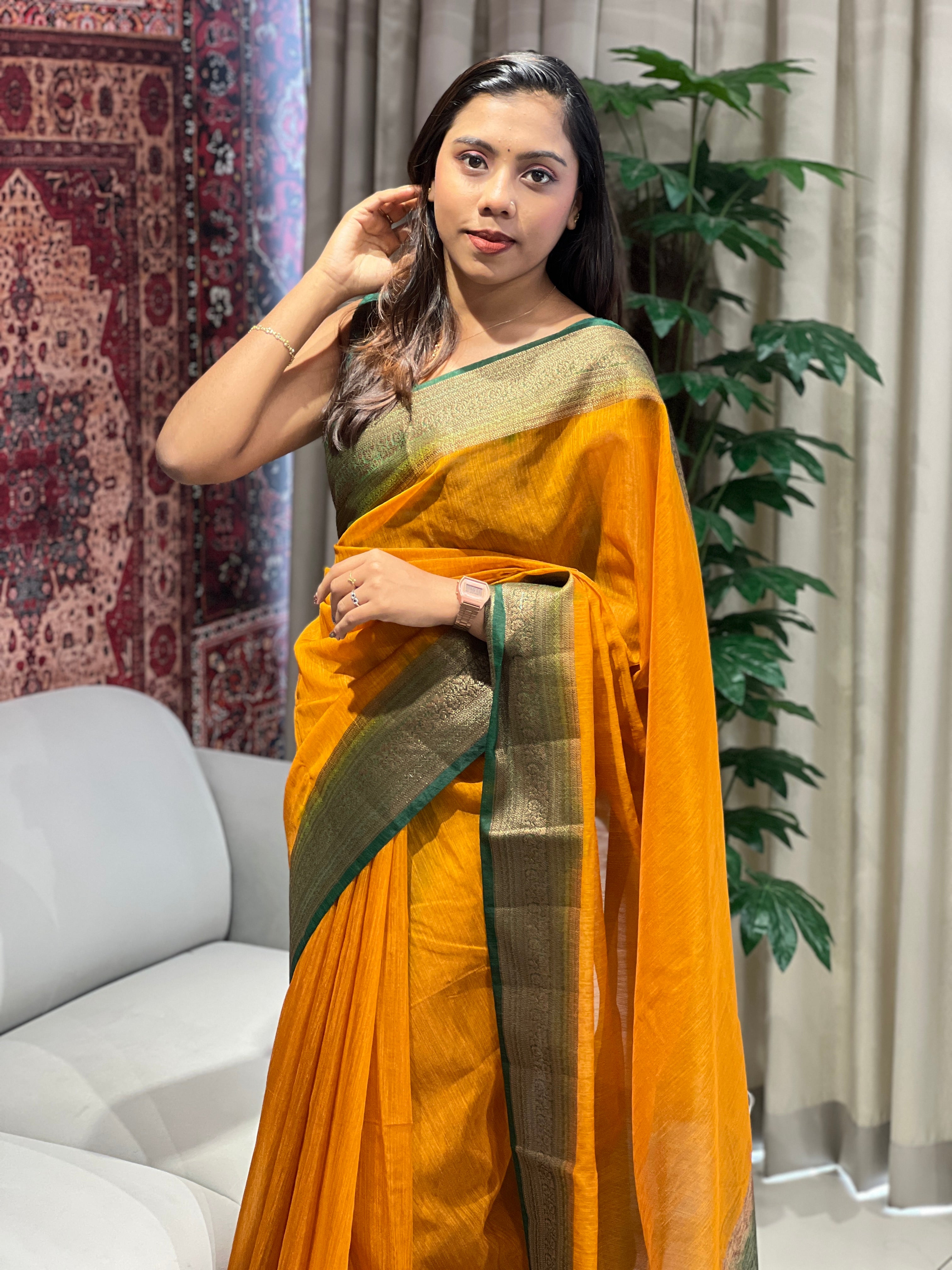 Zari & Thread Woven Cotton Silk Saree | YNG1073