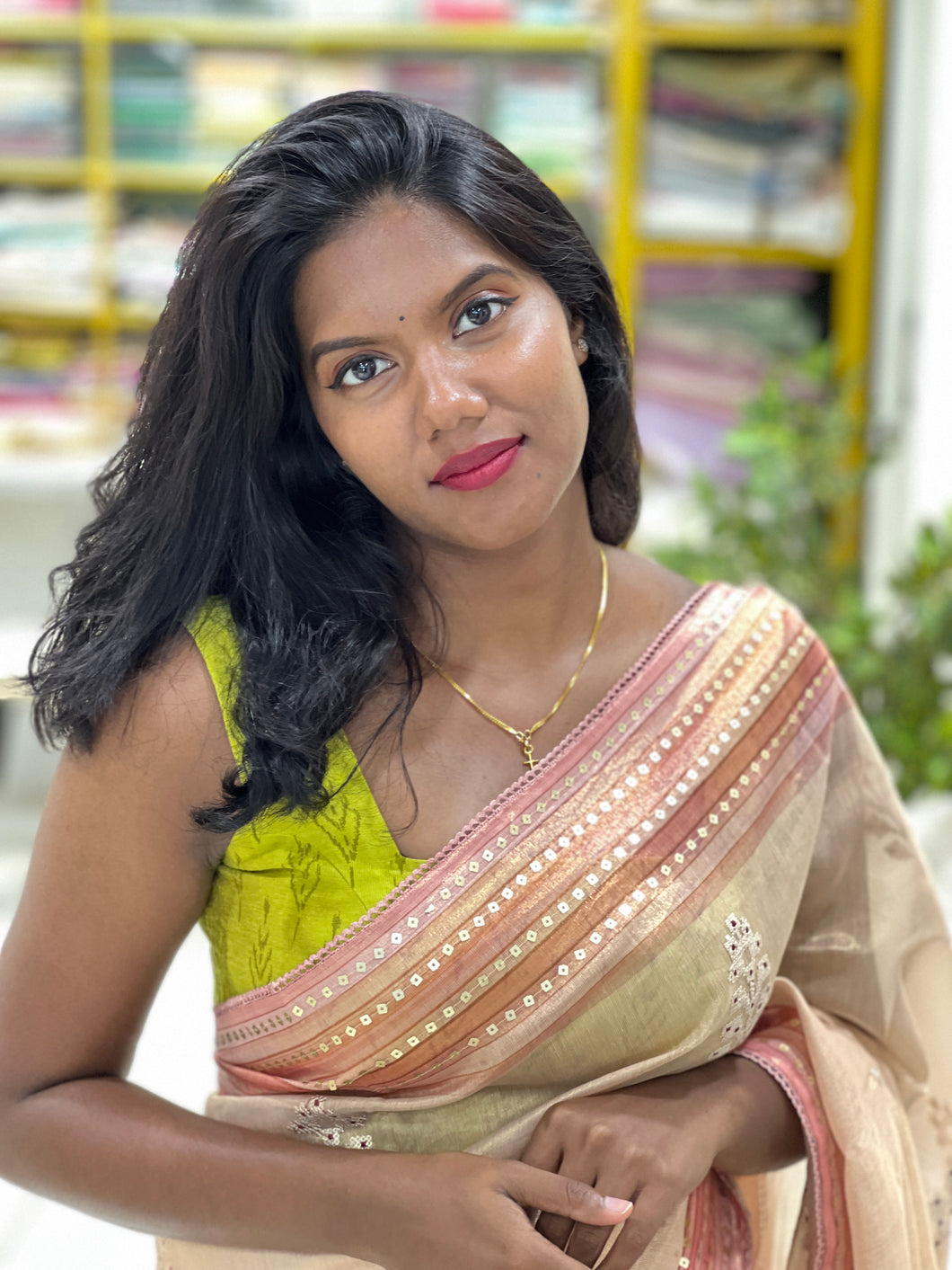 Machine Embroidery Detailed Viscose Organza Saree | SUN574