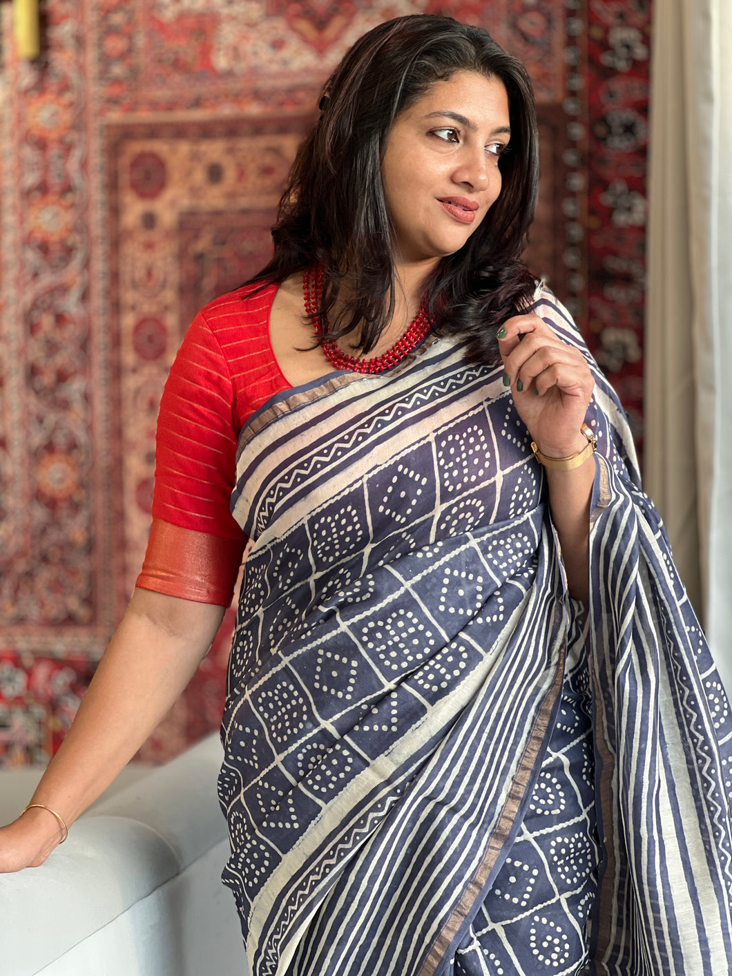 Block Printed Chanderi Saree | JKL332