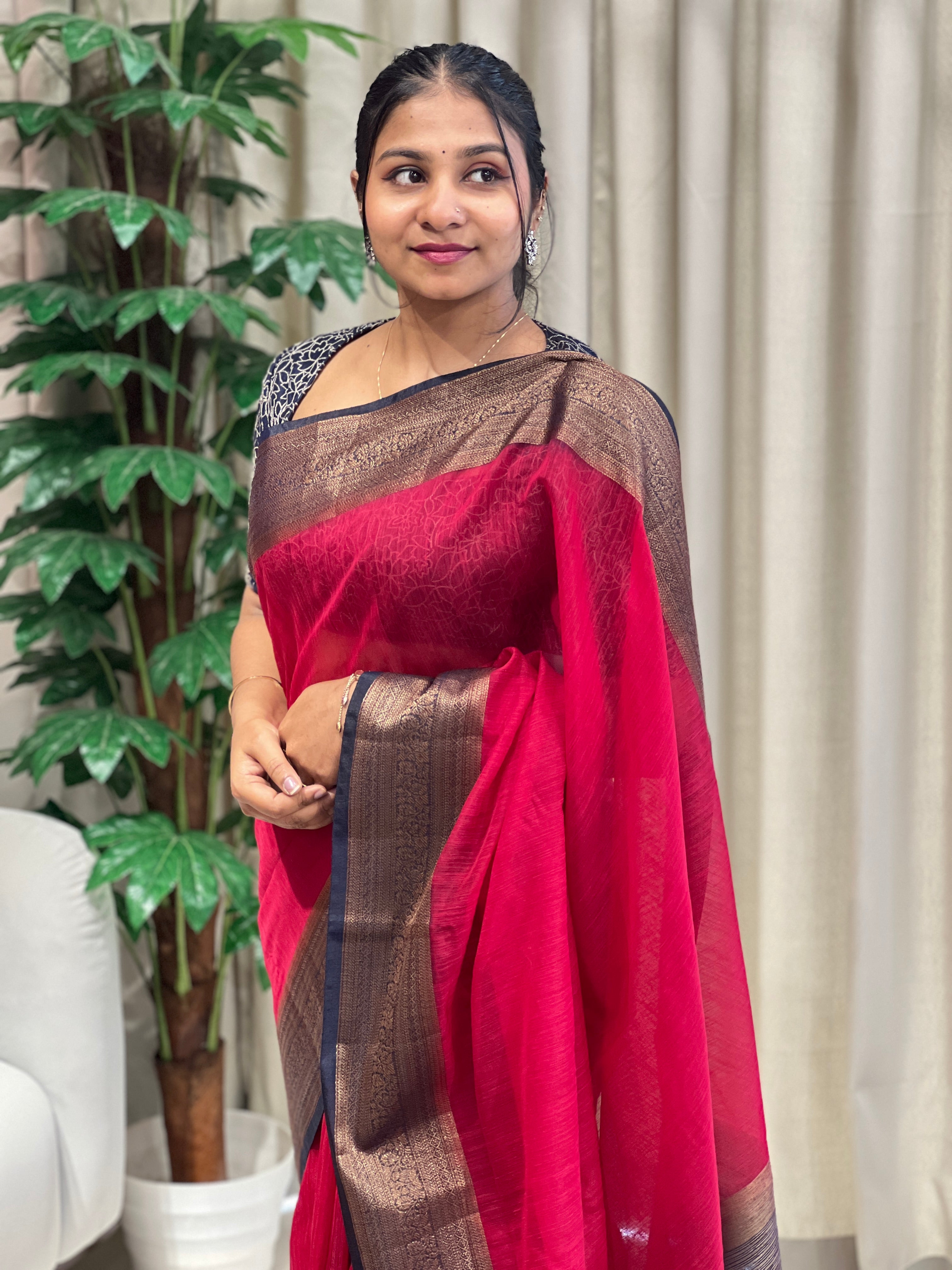 Zari & Thread Woven Cotton Silk Saree | YNG1072