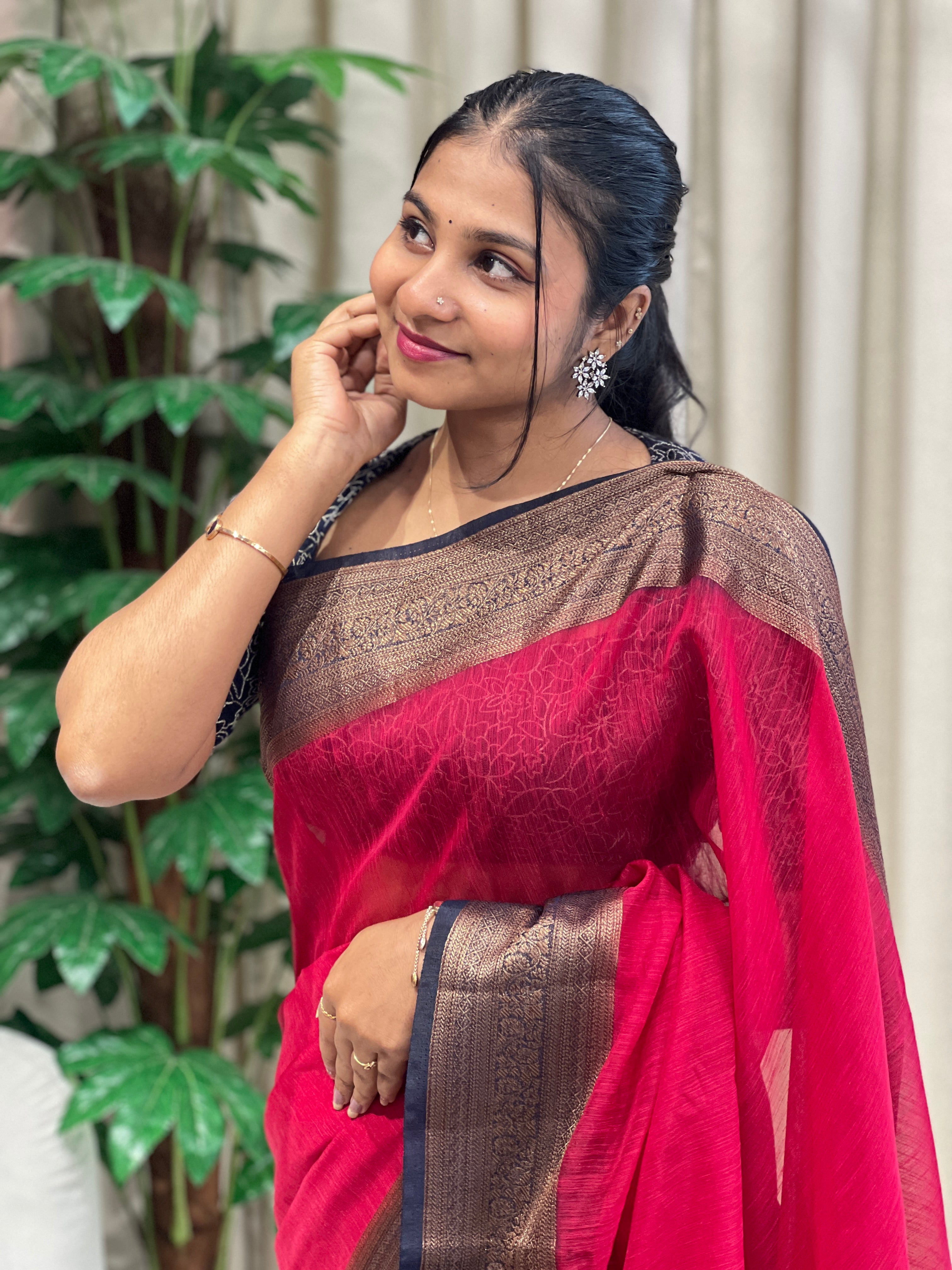 Zari & Thread Woven Cotton Silk Saree | YNG1072