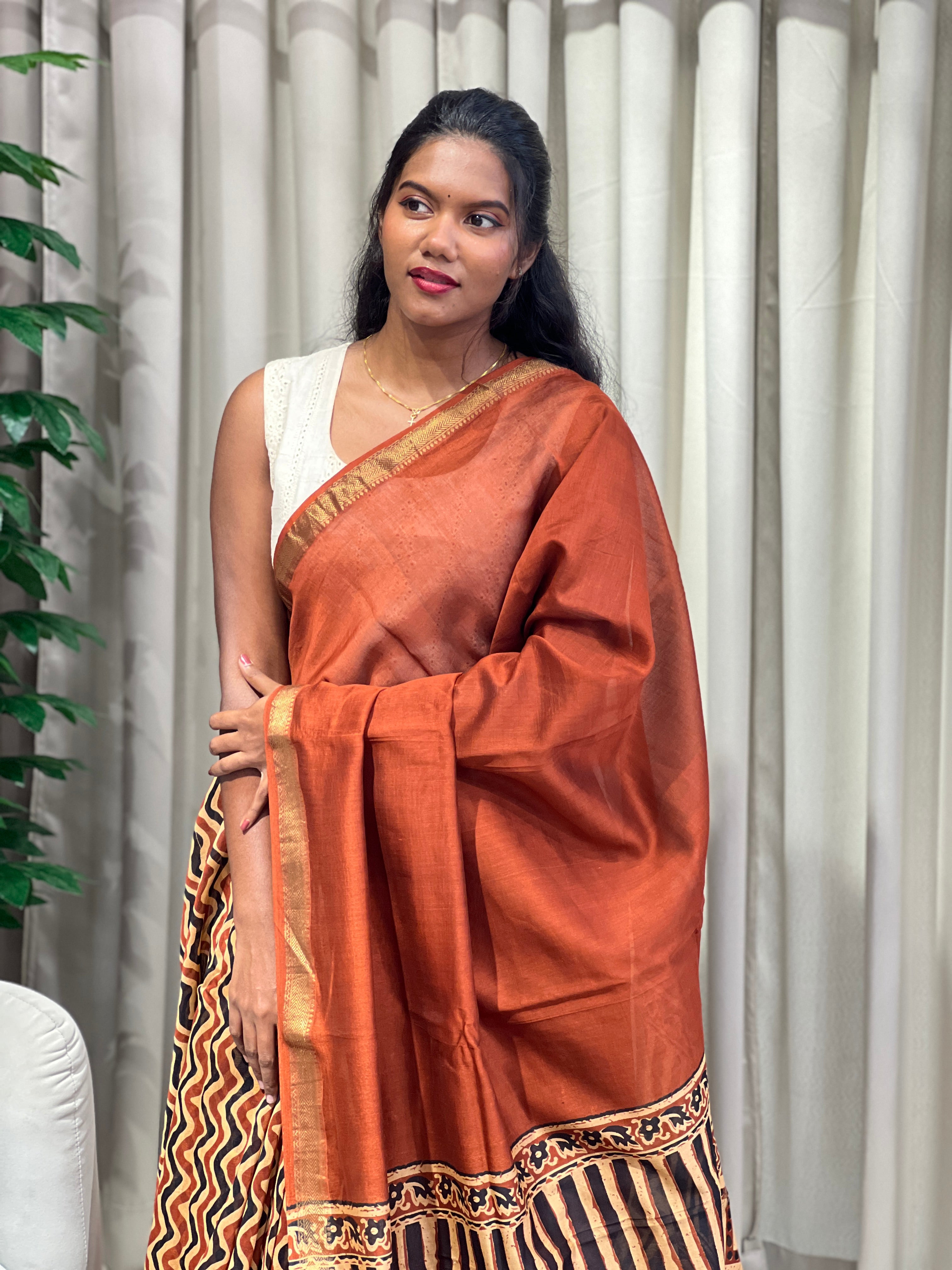 Mangalgiri Border Detailed Chanderi Saree | VFC593