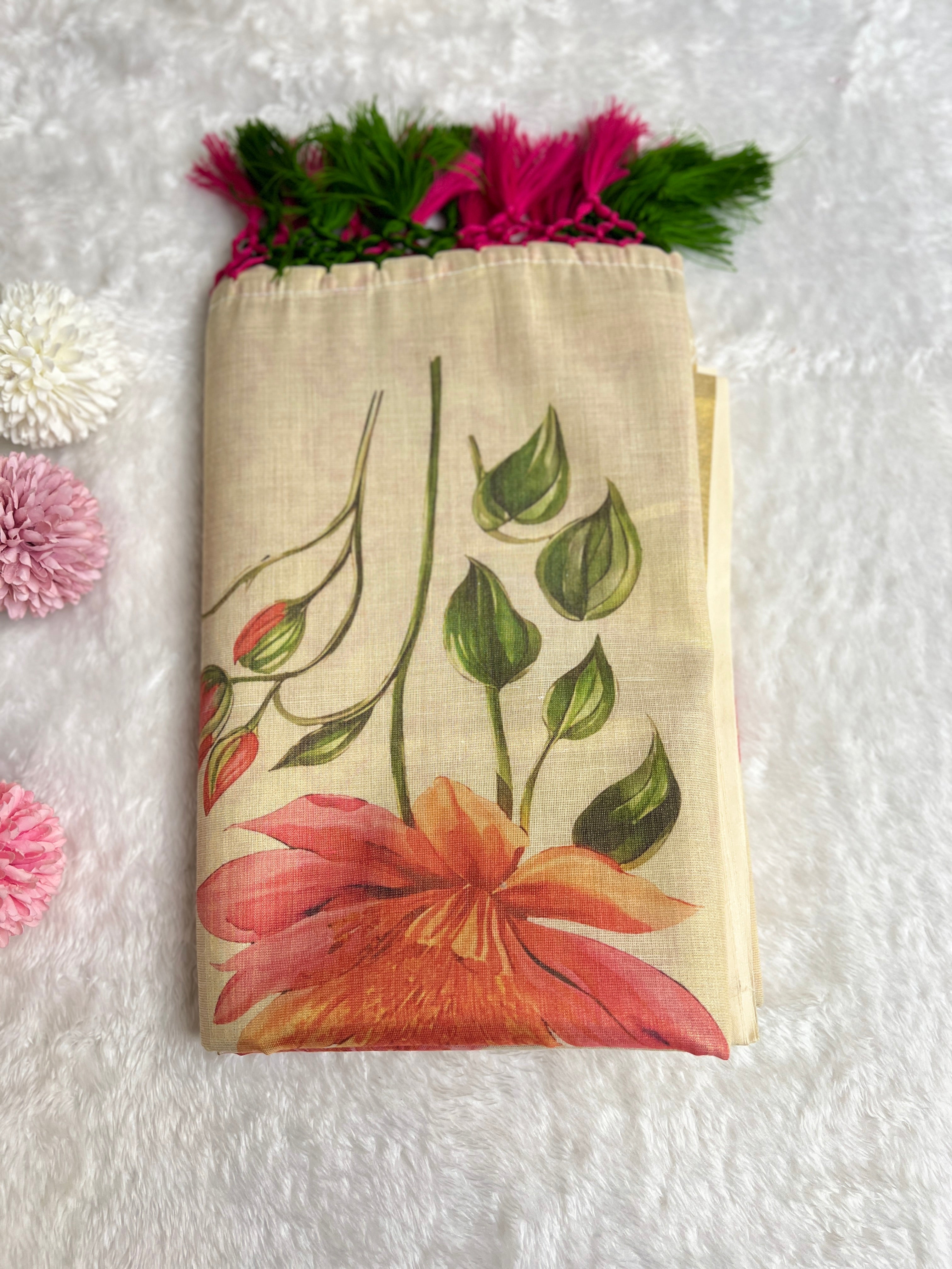 Digital Printed Pattern Tissue Saree | GAT492