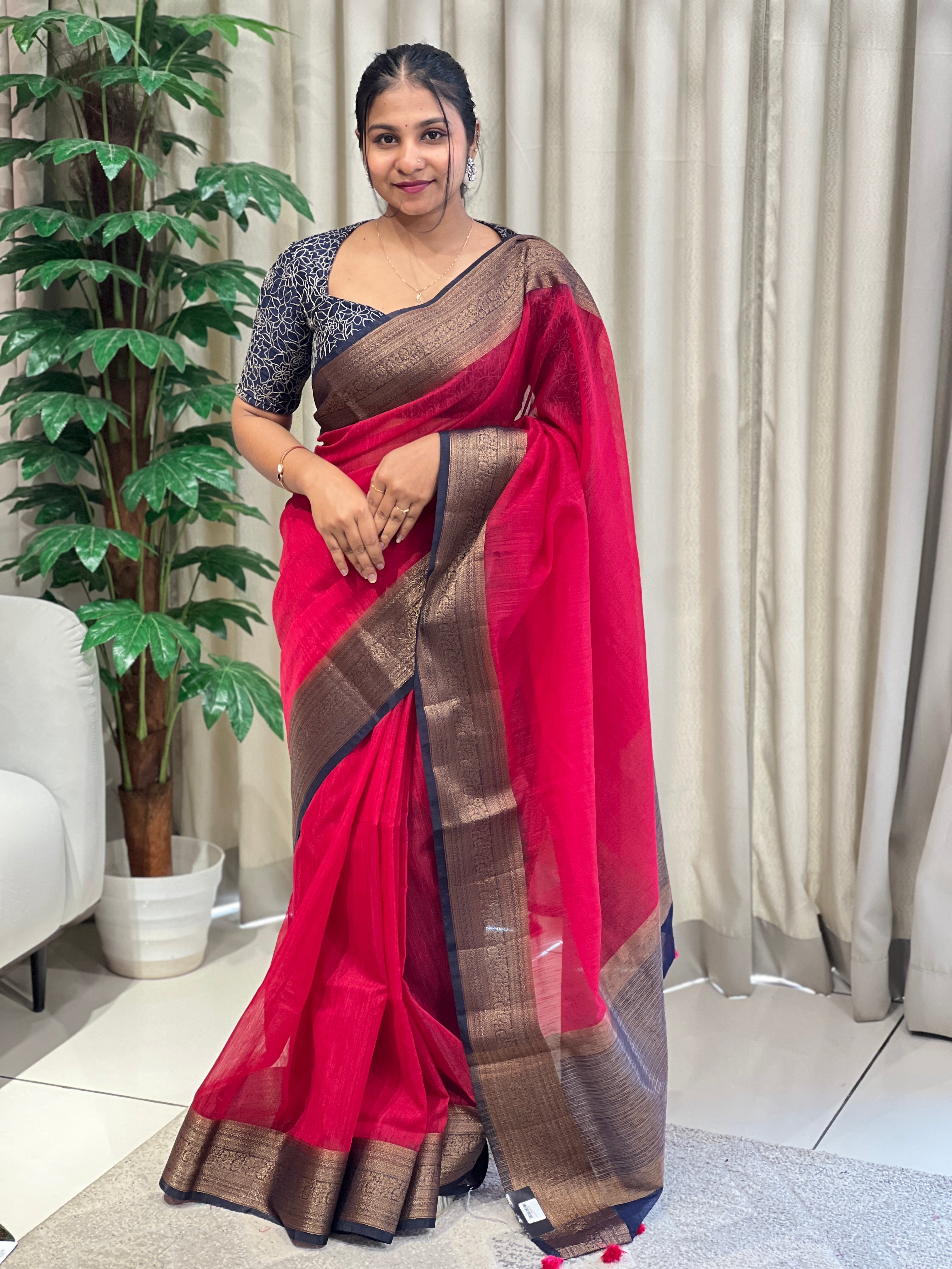 Zari & Thread Woven Cotton Silk Saree | YNG1072