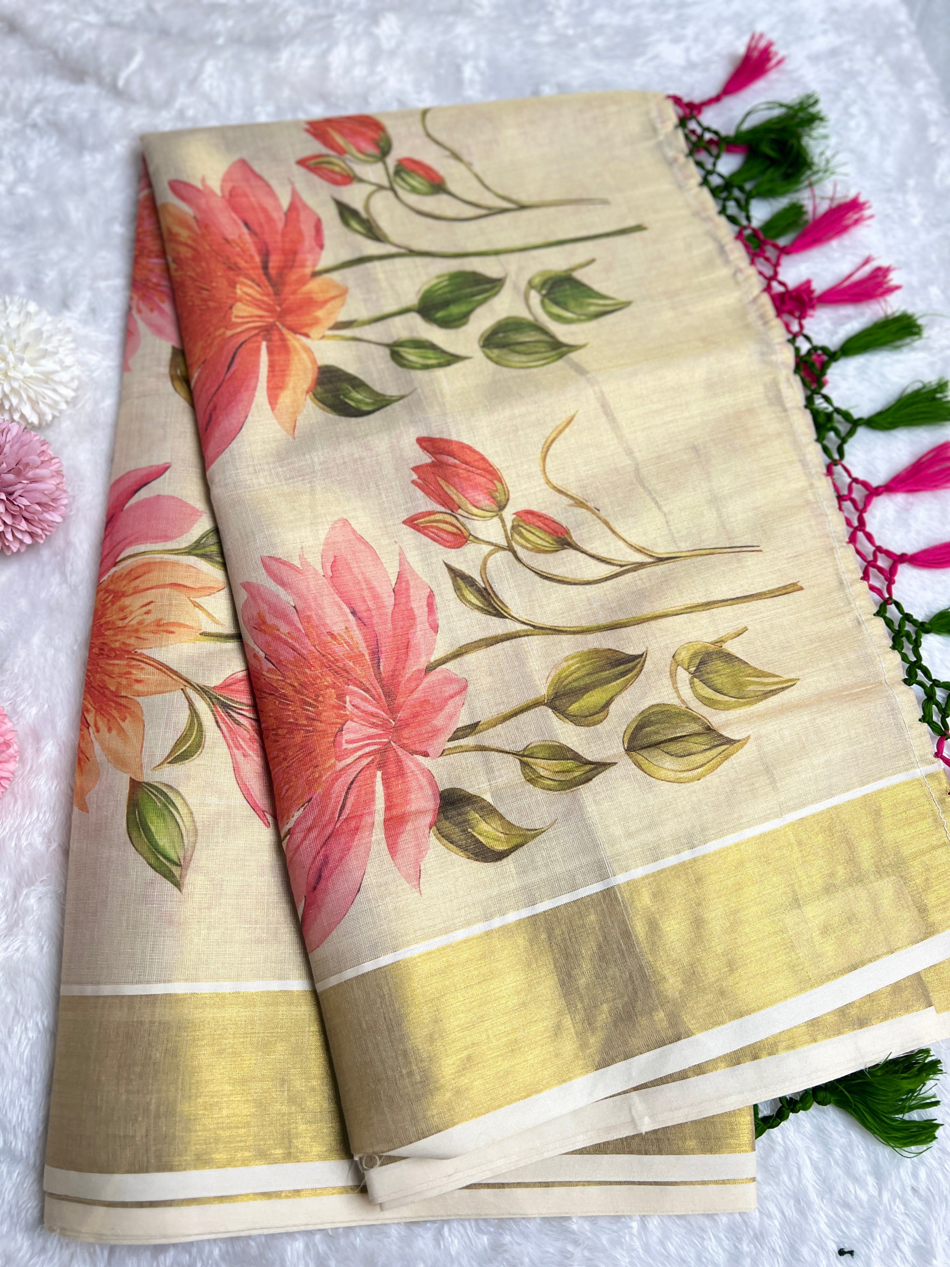 Digital Printed Pattern Tissue Saree | GAT492