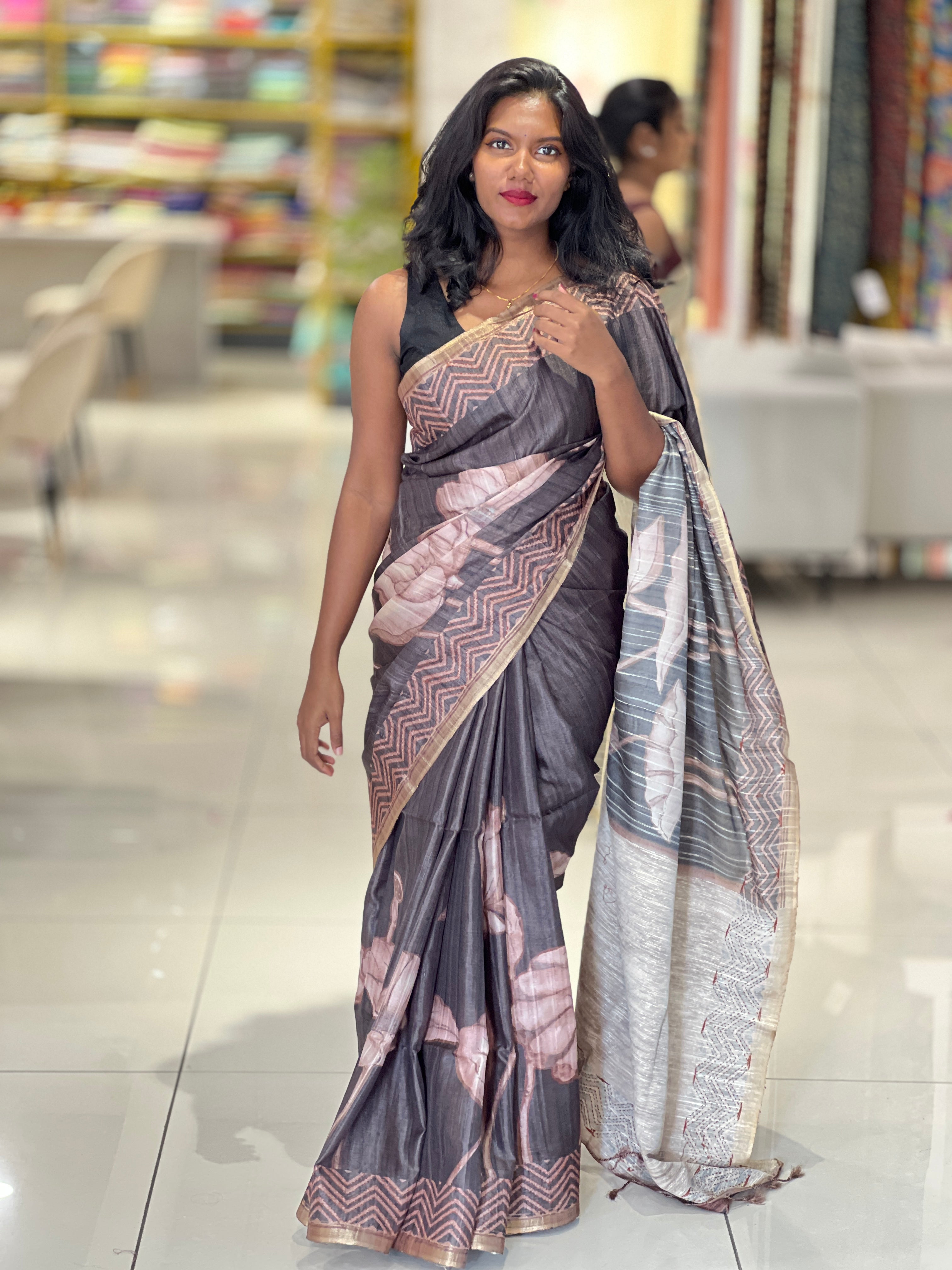 Floral Printed Semi Tussar Saree | SSN293